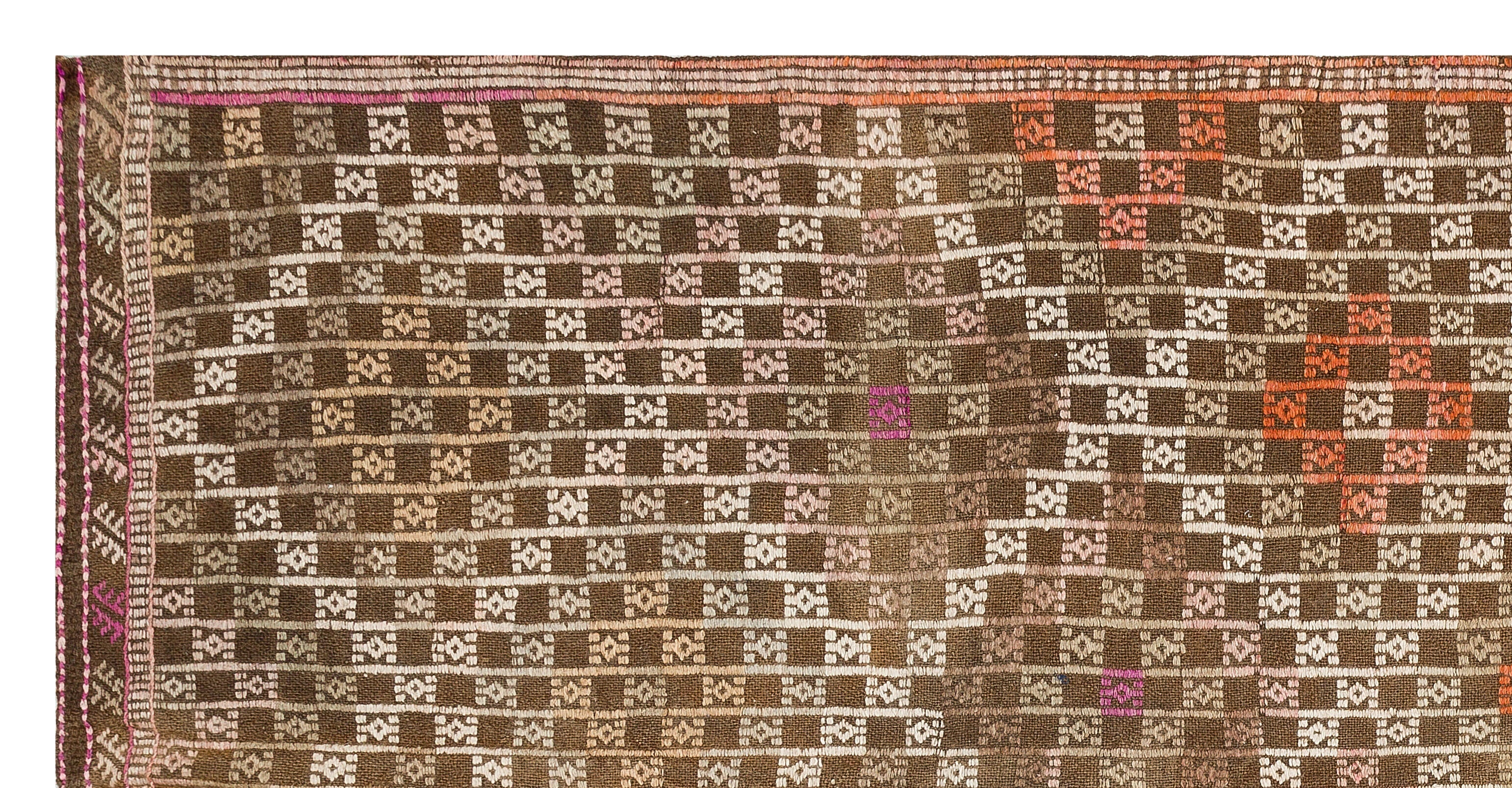 Girit Brown Geometric Wool Handmade Area Rug 4'6" x 9'4"