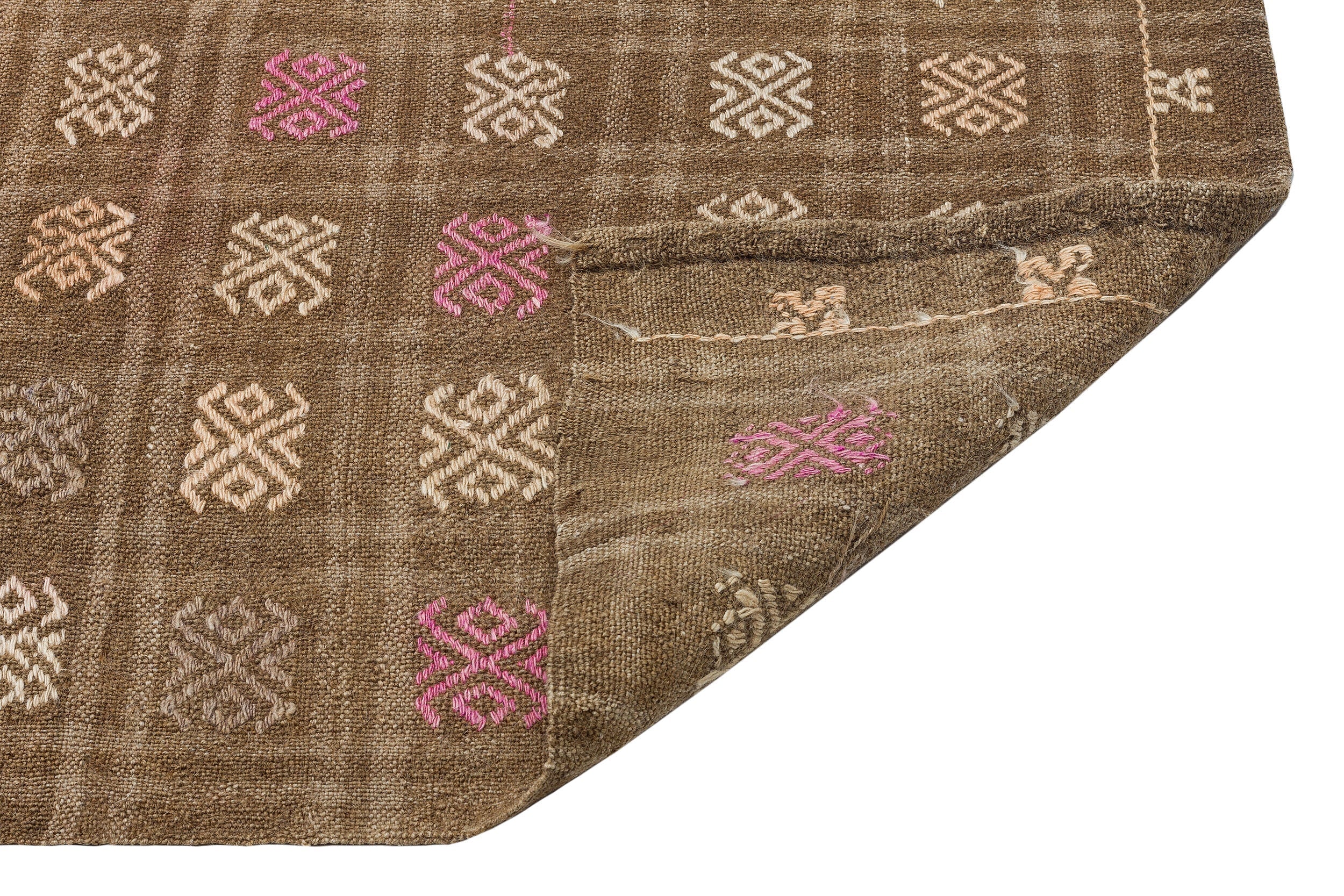 Girit Brown Geometric Wool Handmade Area Rug 5'4" x 9'9"