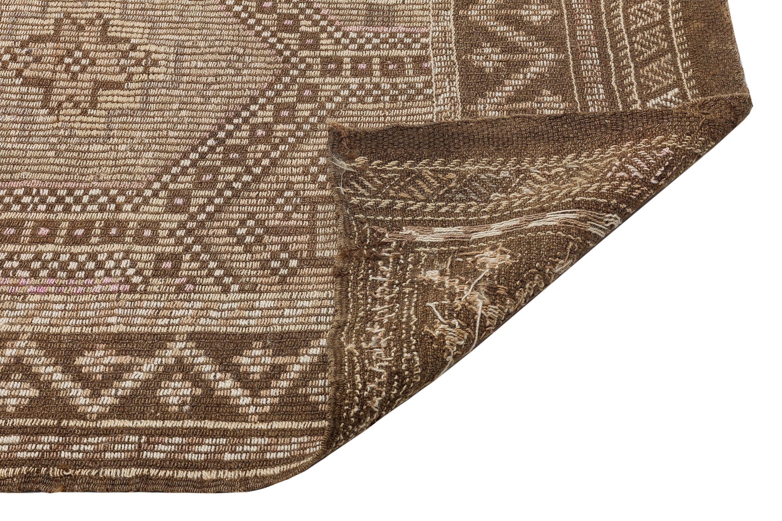Girit Brown Geometric Wool Handmade Area Rug 5'11" x 9'5"