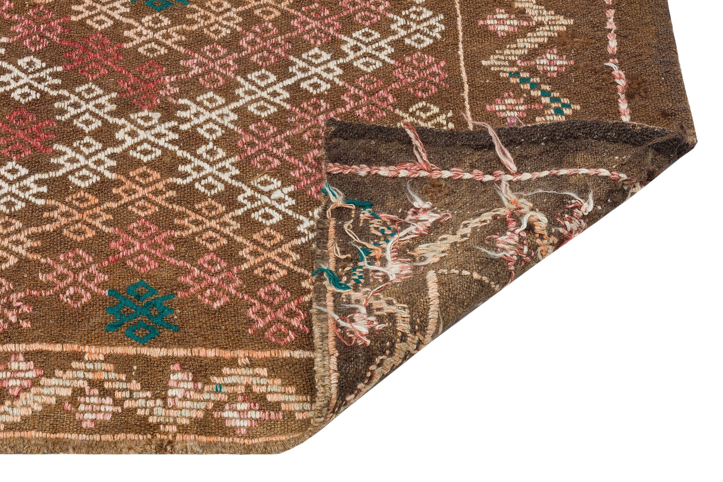Girit Brown Geometric Wool Handmade Area Rug 5'1" x 10'6"