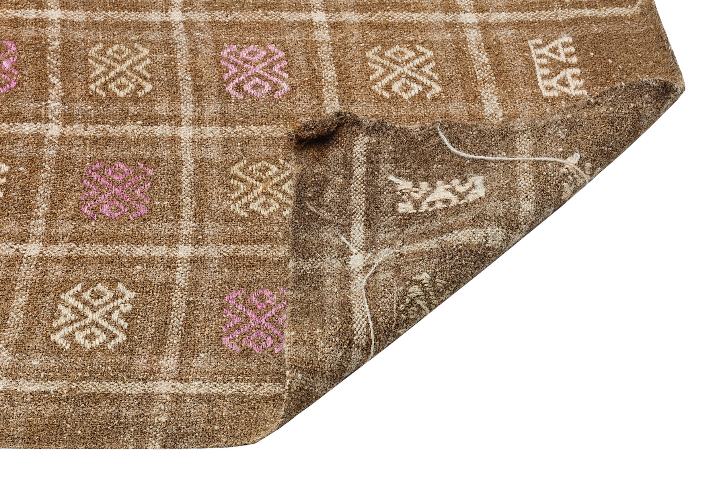 Girit Brown Geometric Wool Handmade Area Rug 5'7" x 9'10"