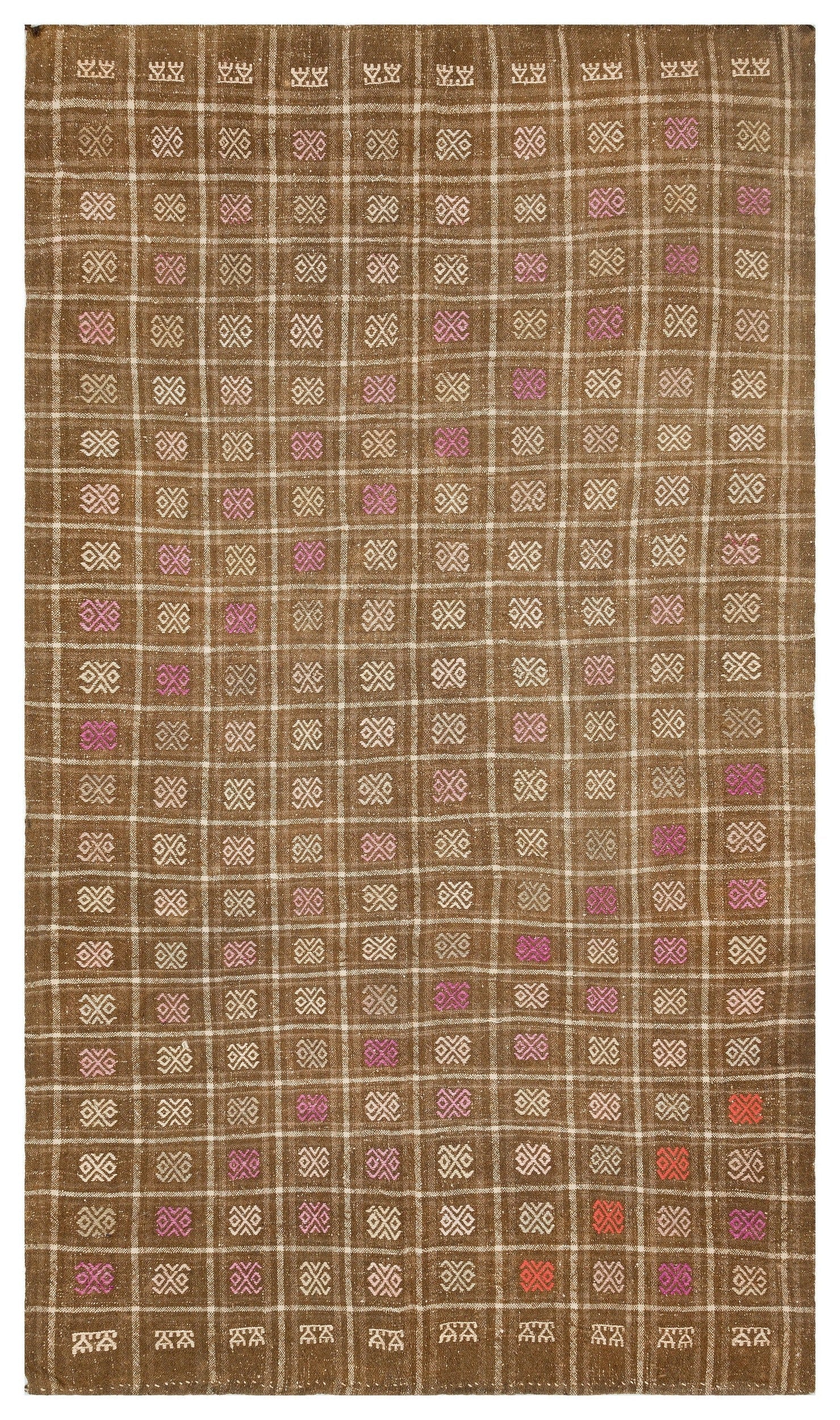 Girit Brown Geometric Wool Handmade Area Rug 5'7" x 9'10"