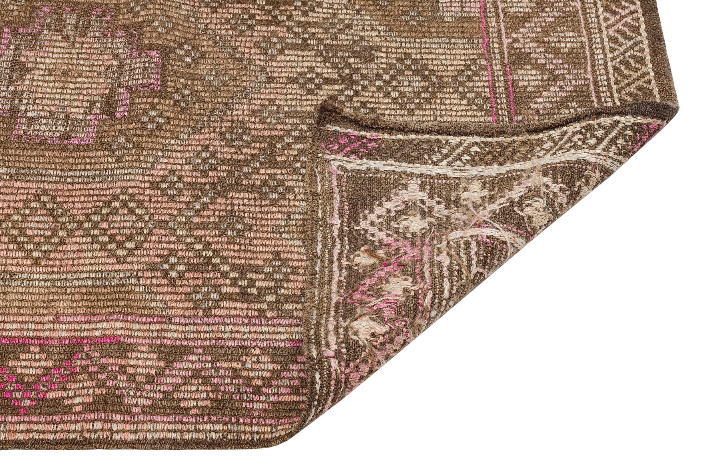 Girit Brown Geometric Wool Handmade Area Rug 5'5" x 9'5"