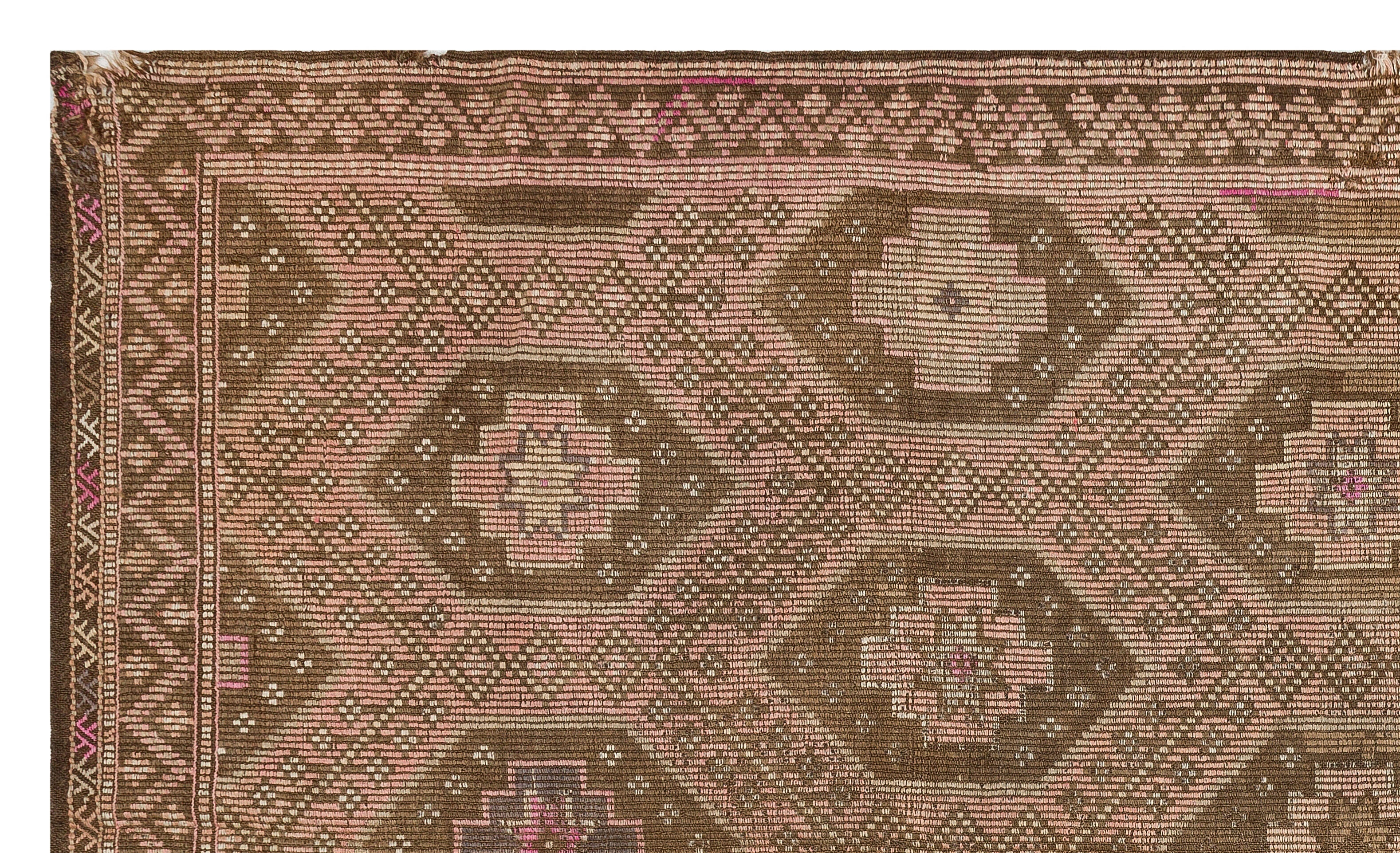 Girit Brown Geometric Wool Handmade Area Rug 5'5" x 9'5"