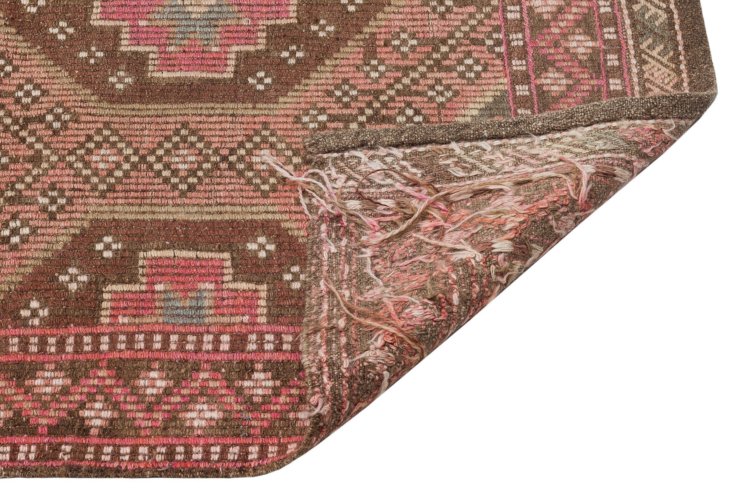 Girit Brown Geometric Wool Handmade Area Rug 4'11" x 10'0"