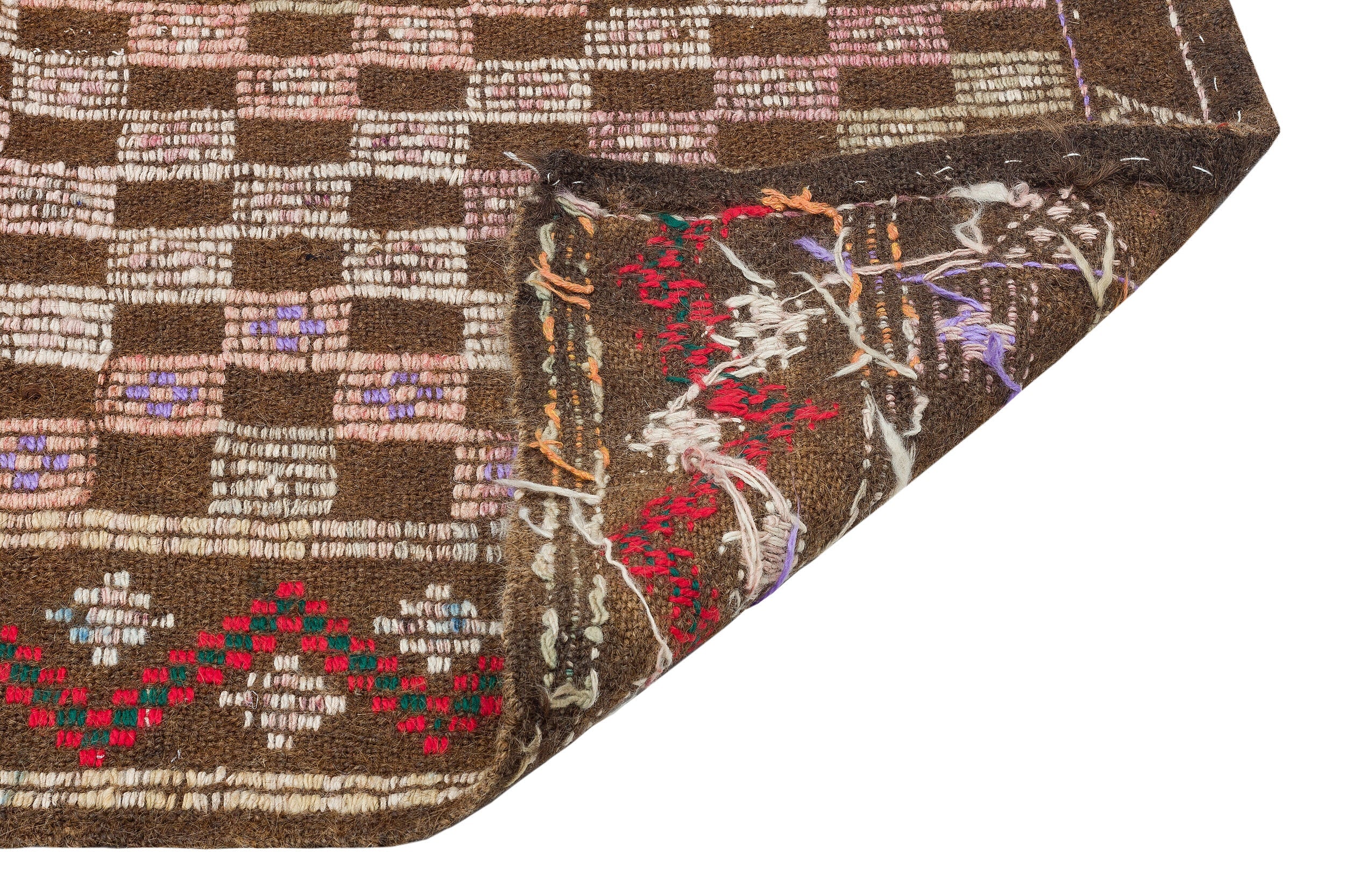 Girit Brown Geometric Wool Handmade Area Rug 5'9" x 9'1"