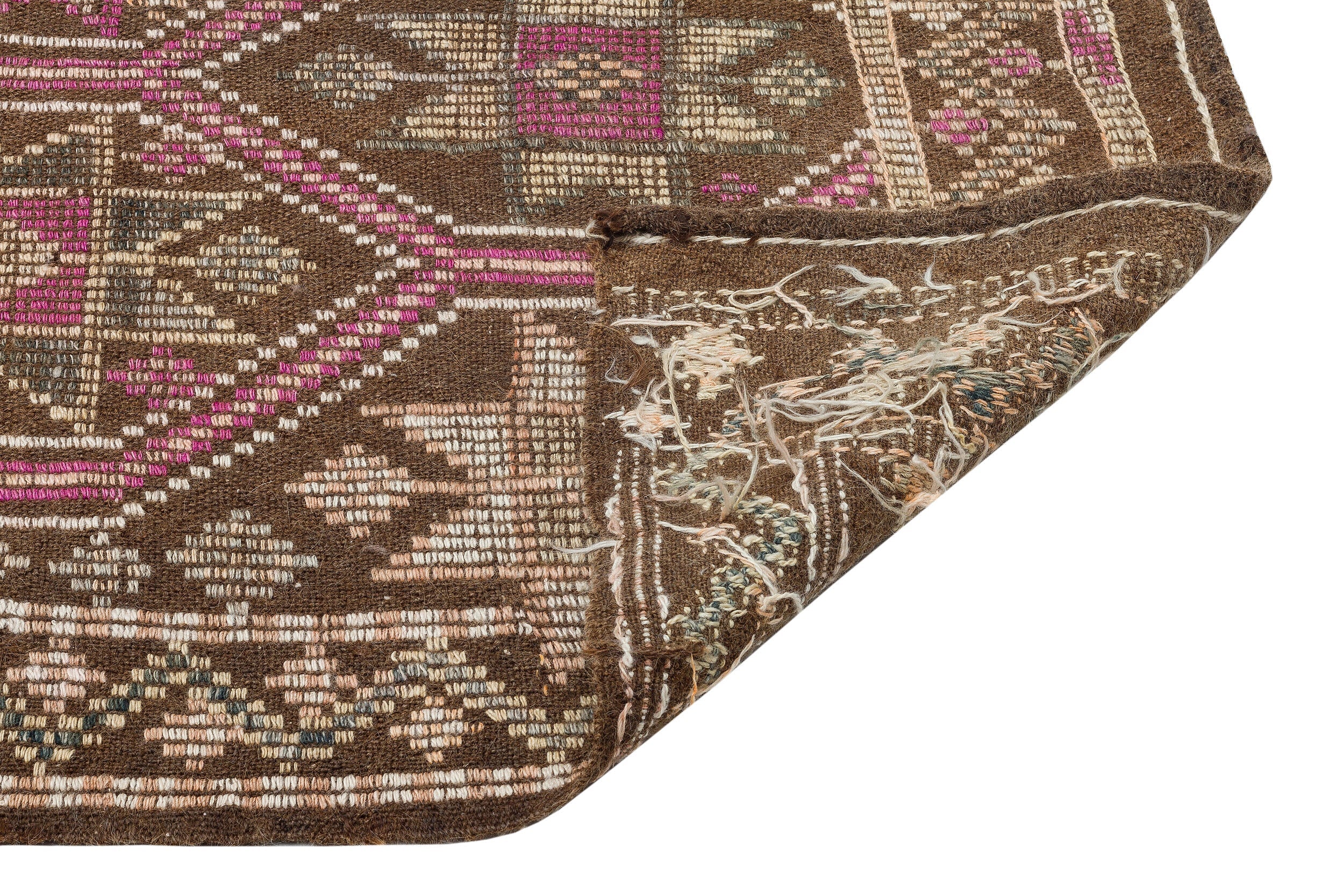 Girit Brown Geometric Wool Handmade Area Rug 5'2" x 9'5"