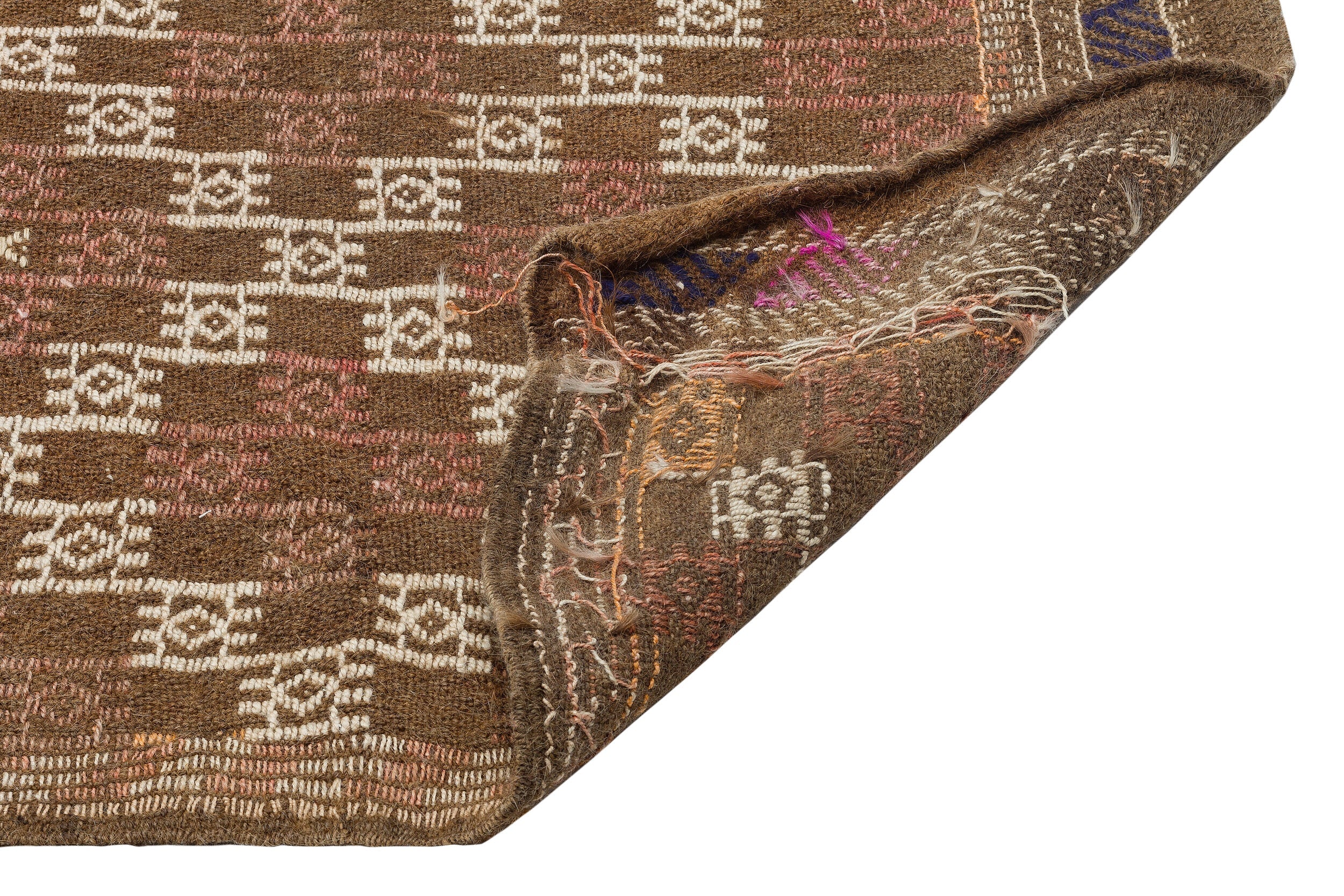 Girit Brown Geometric Wool Handmade Area Rug 5'5" x 8'6"