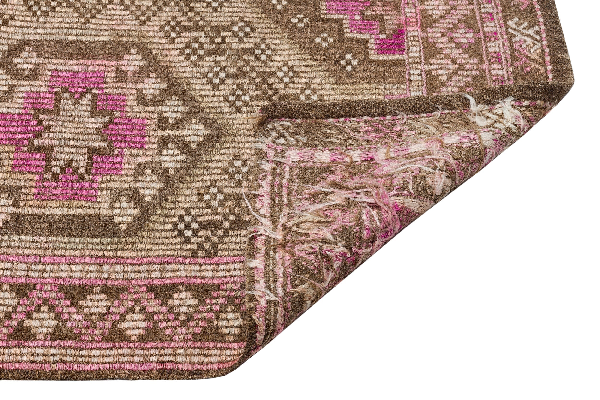 Girit Brown Geometric Wool Handmade Area Rug 5'1" x 10'4"