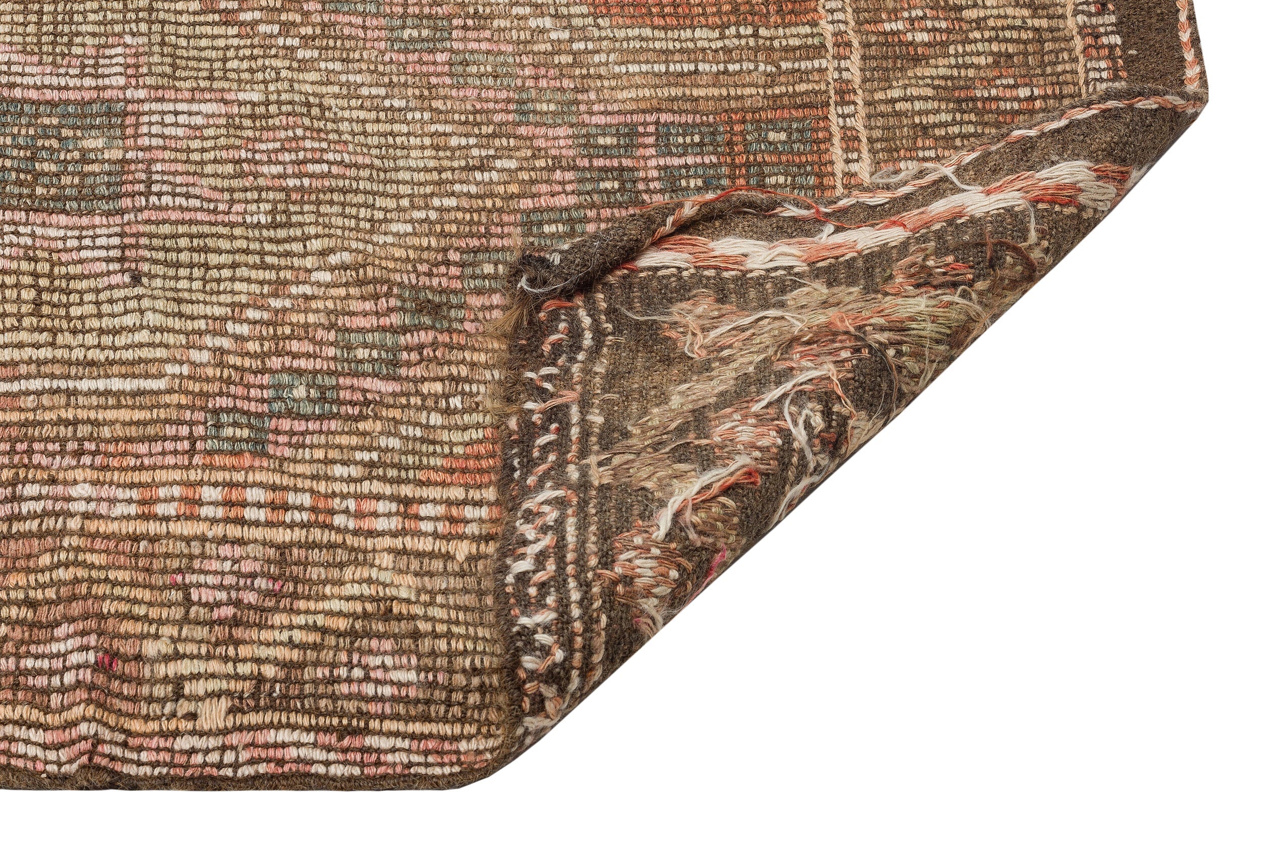 Girit Brown Geometric Wool Handmade Area Rug 5'11" x 9'9"