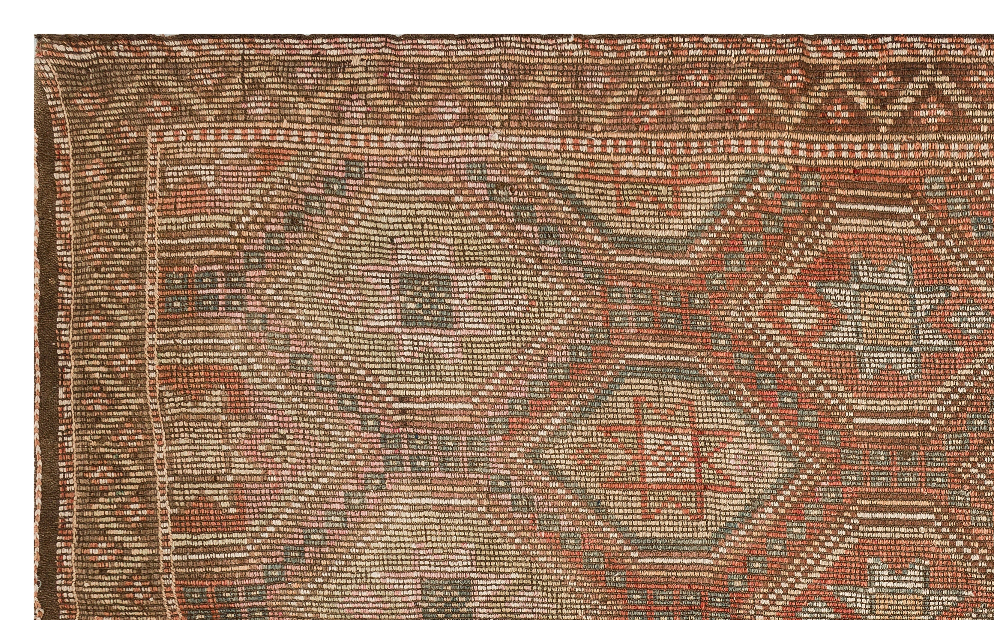 Girit Brown Geometric Wool Handmade Area Rug 5'11" x 9'9"