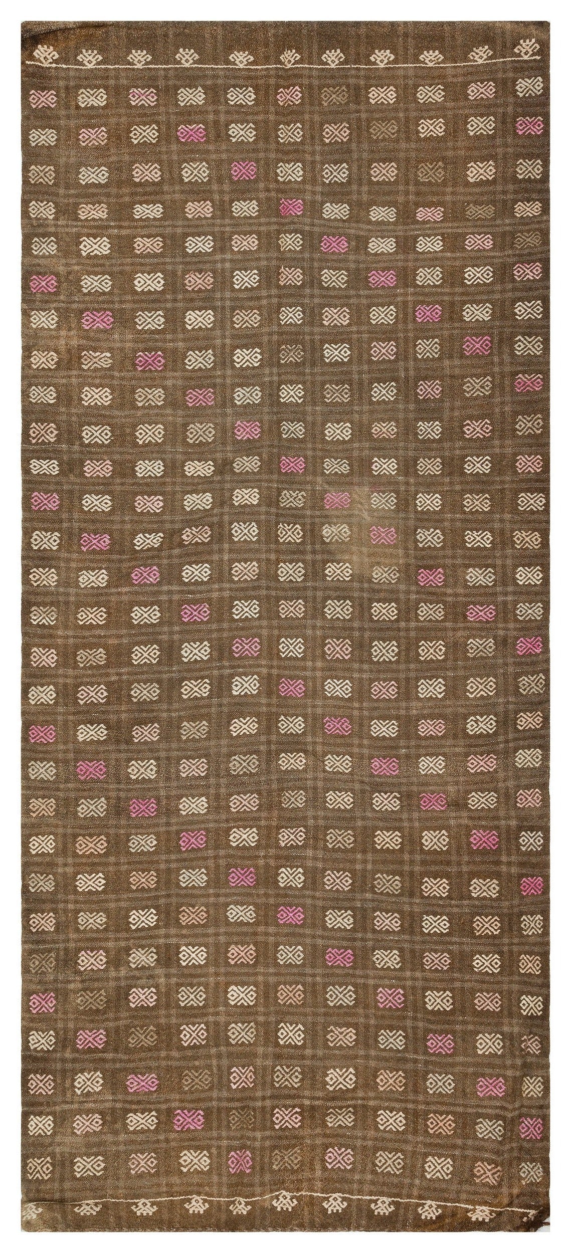 Girit Brown Geometric Wool Handmade Area Rug 5'0" x 8'11"