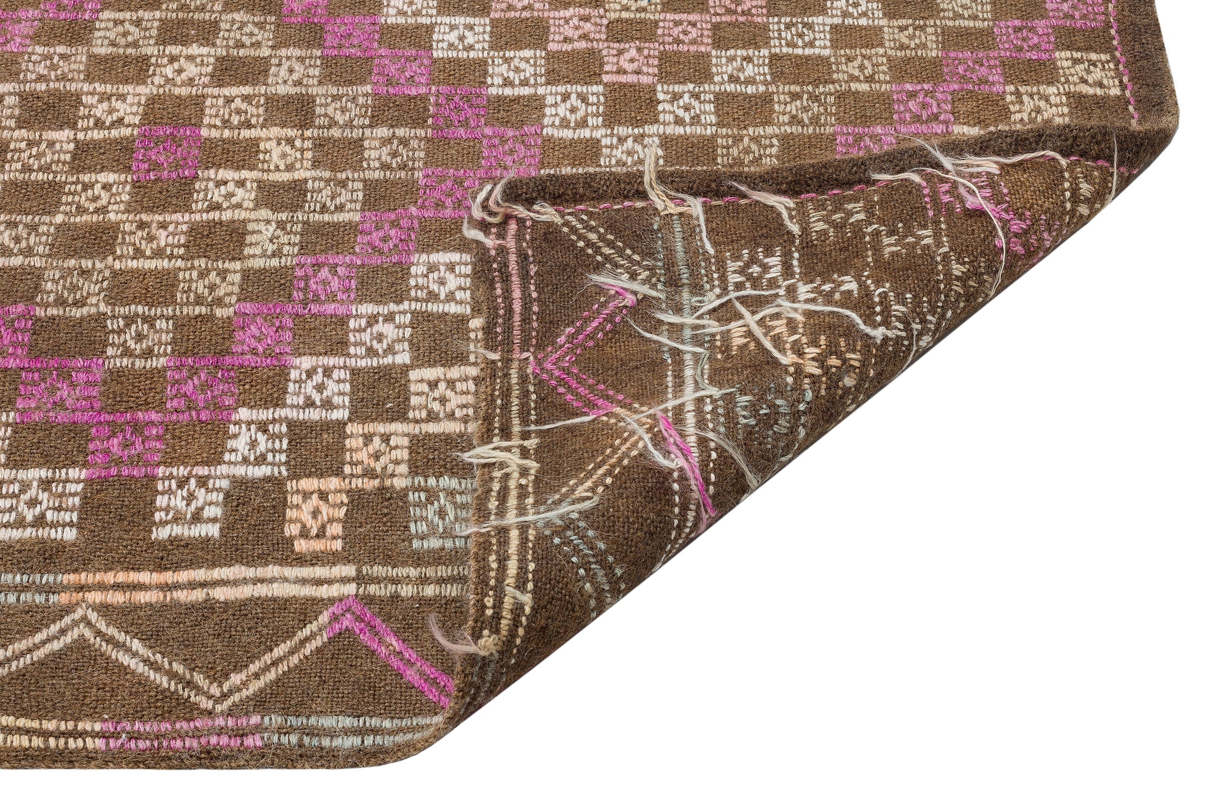 Girit Brown Geometric Wool Handmade Area Rug 5'1" x 8'11"