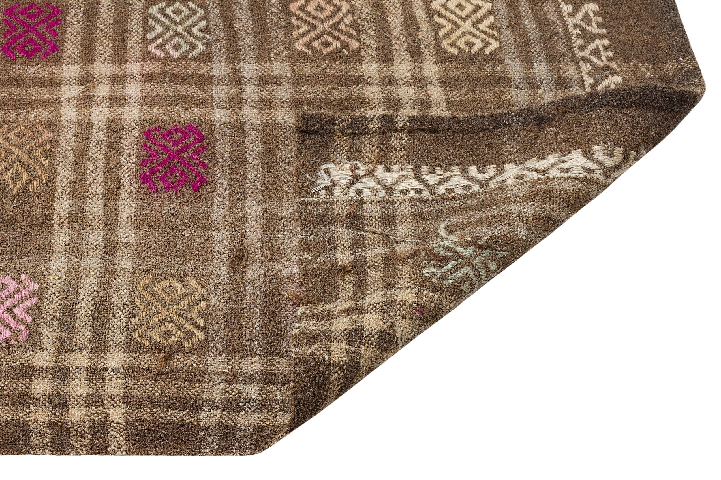 Girit Brown Geometric Wool Handmade Area Rug 5'10" x 8'0"