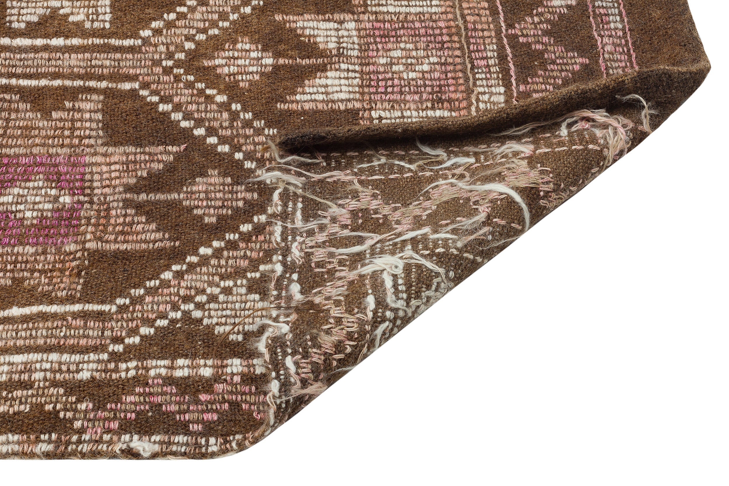 Girit Brown Geometric Wool Handmade Area Rug 5'3" x 9'4"