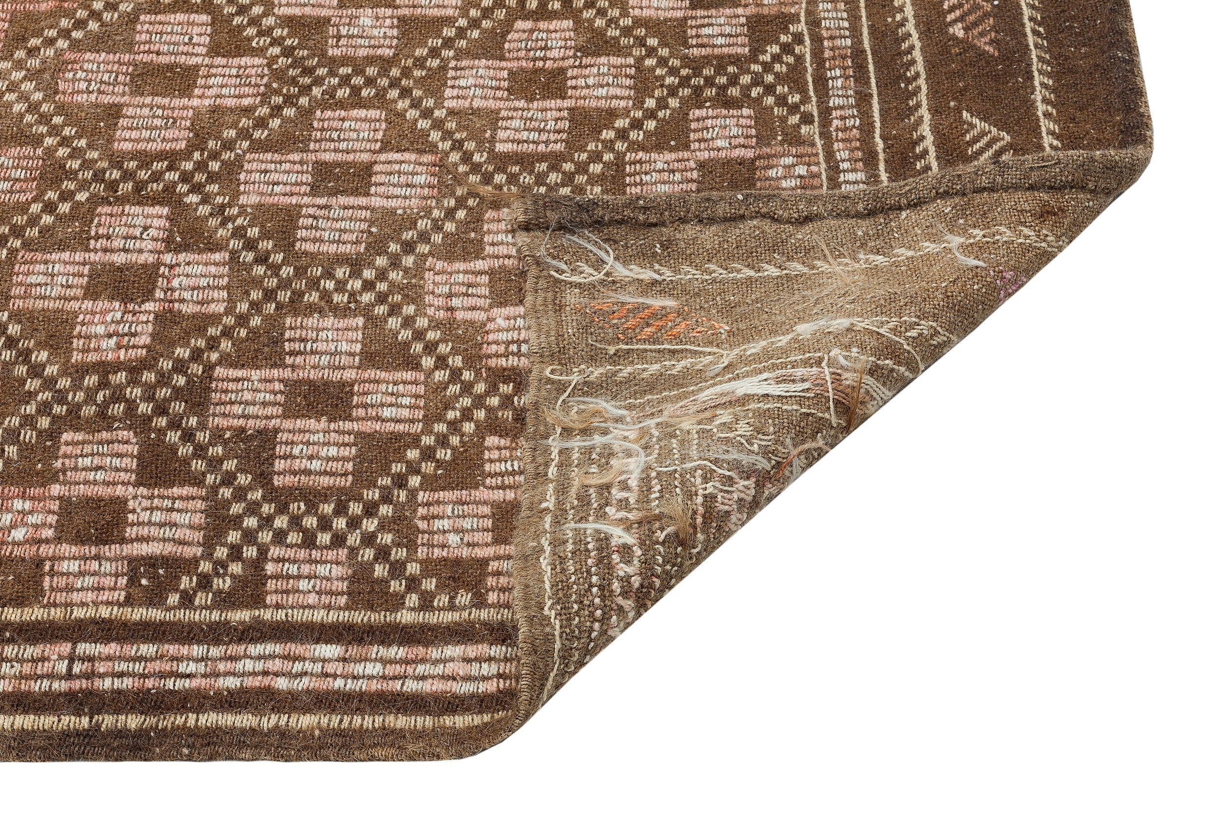 Girit Brown Geometric Wool Handmade Area Rug 5'6" x 9'6"