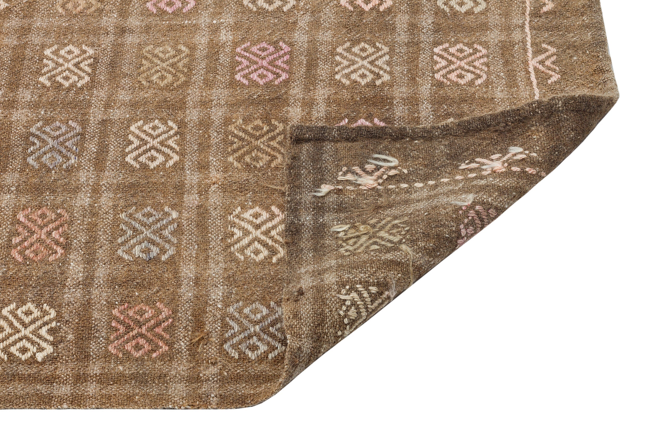 Girit Brown Geometric Wool Handmade Area Rug 3'1" x 9'0"