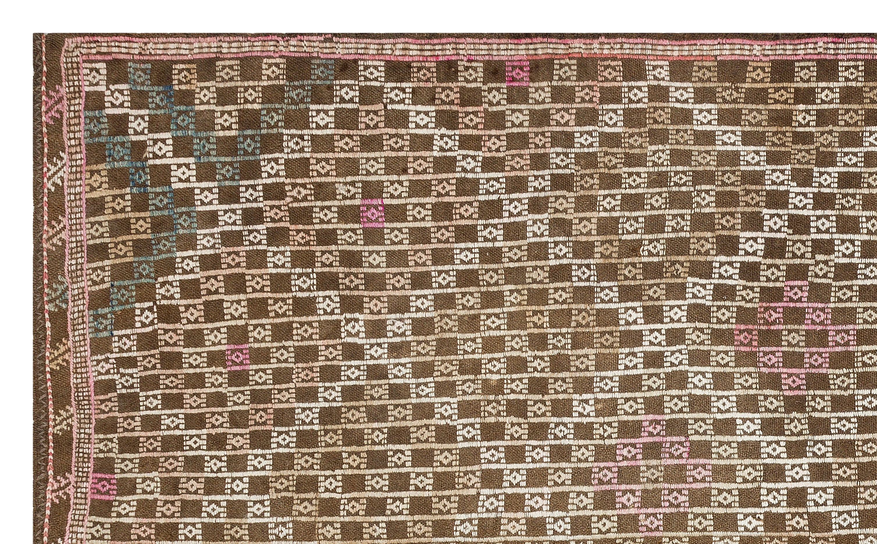 Girit Brown Geometric Wool Handmade Area Rug 5'3" x 9'1"