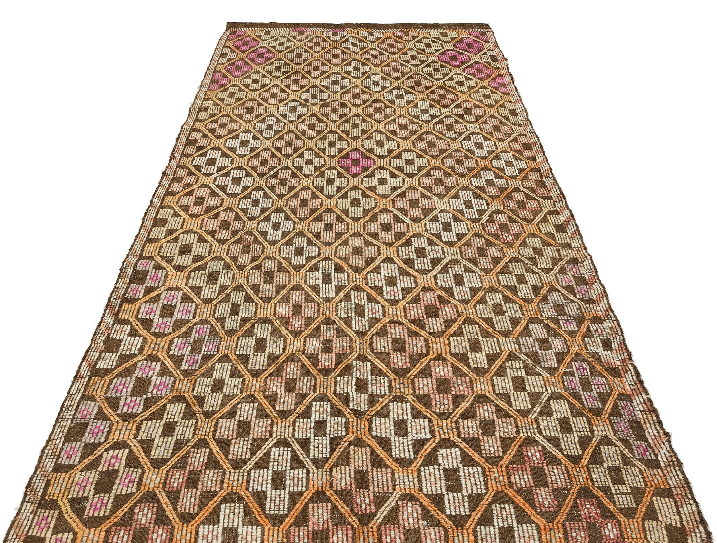 Girit Brown Geometric Wool Handmade Area Rug 5'1" x 9'0"