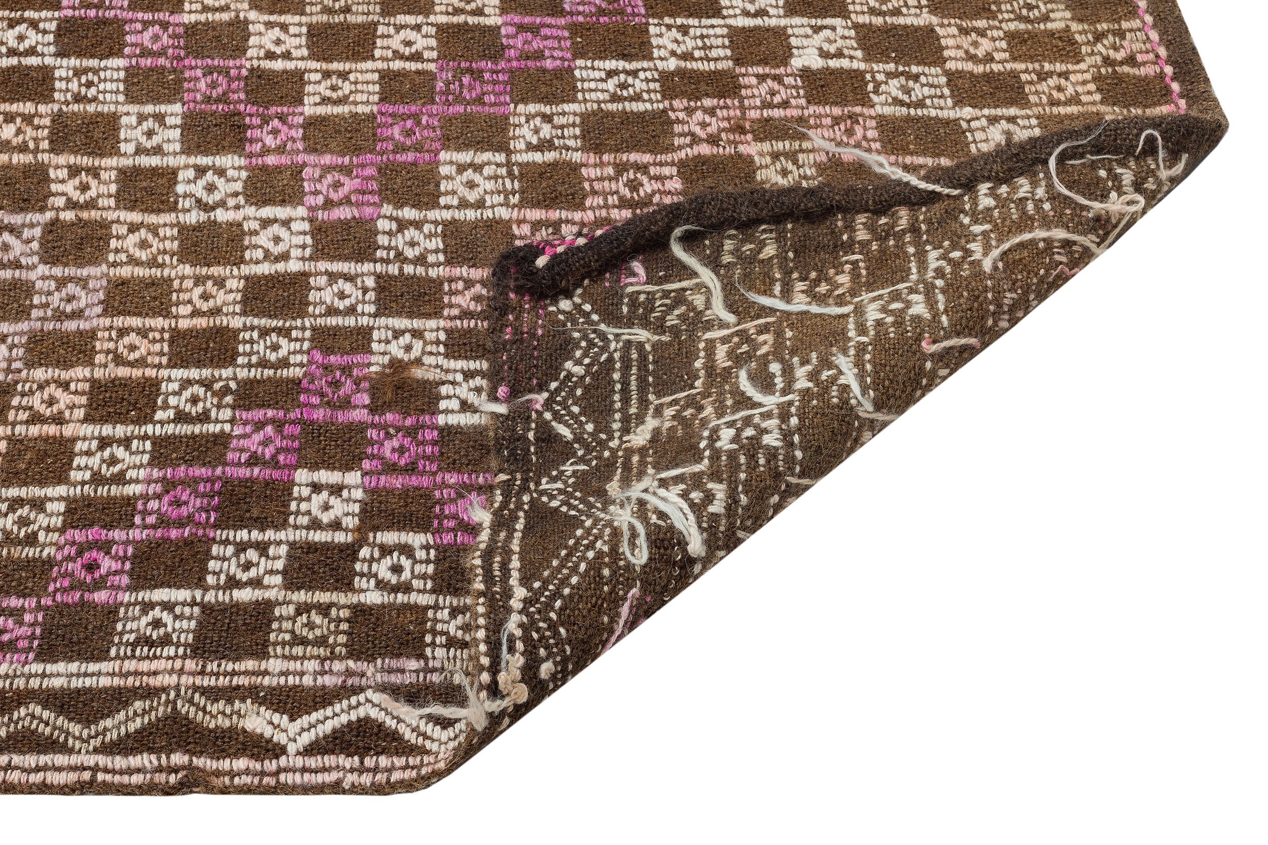 Girit Brown Geometric Wool Handmade Area Rug 5'0" x 10'7"