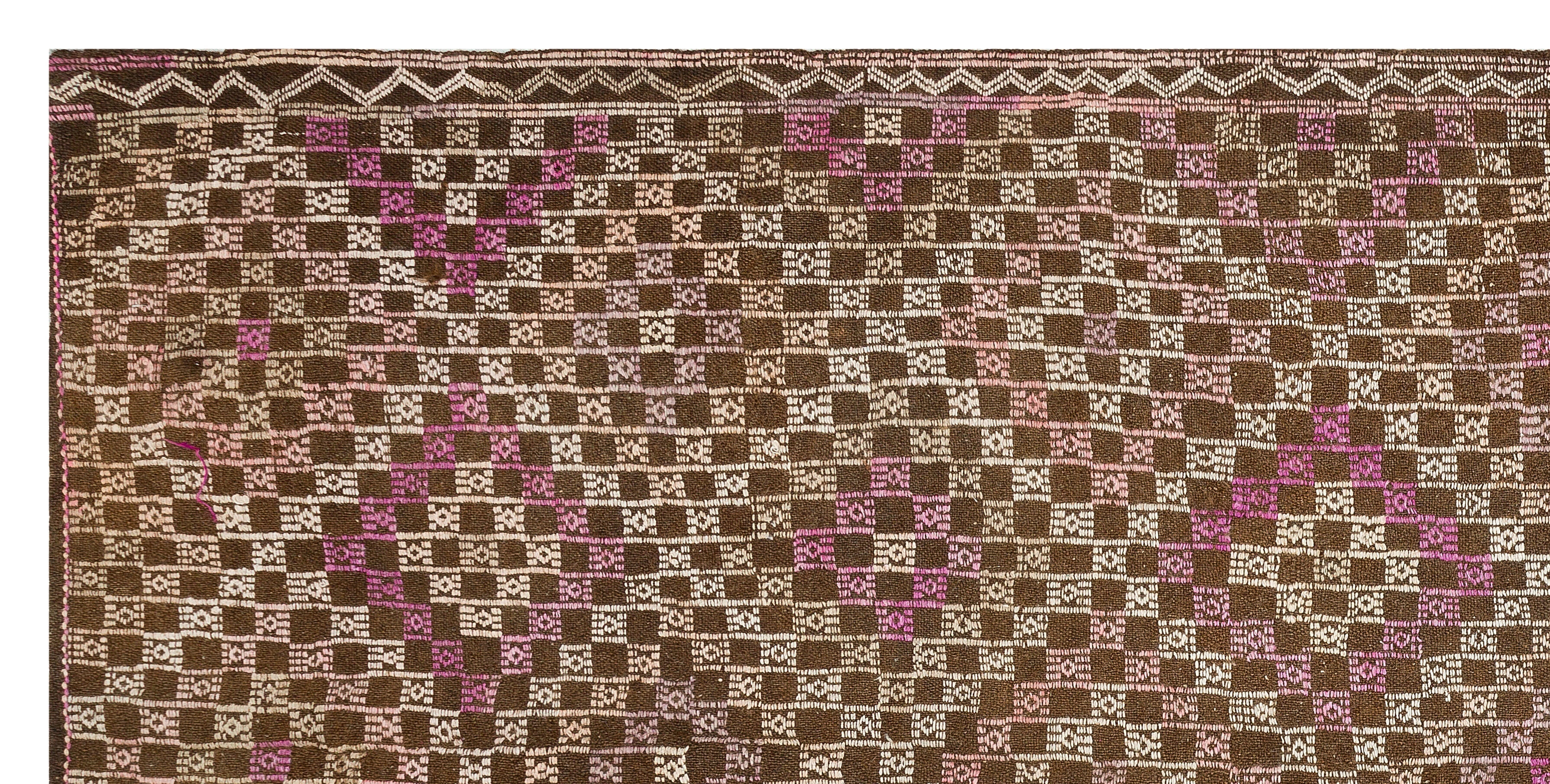 Girit Brown Geometric Wool Handmade Area Rug 5'0" x 10'7"