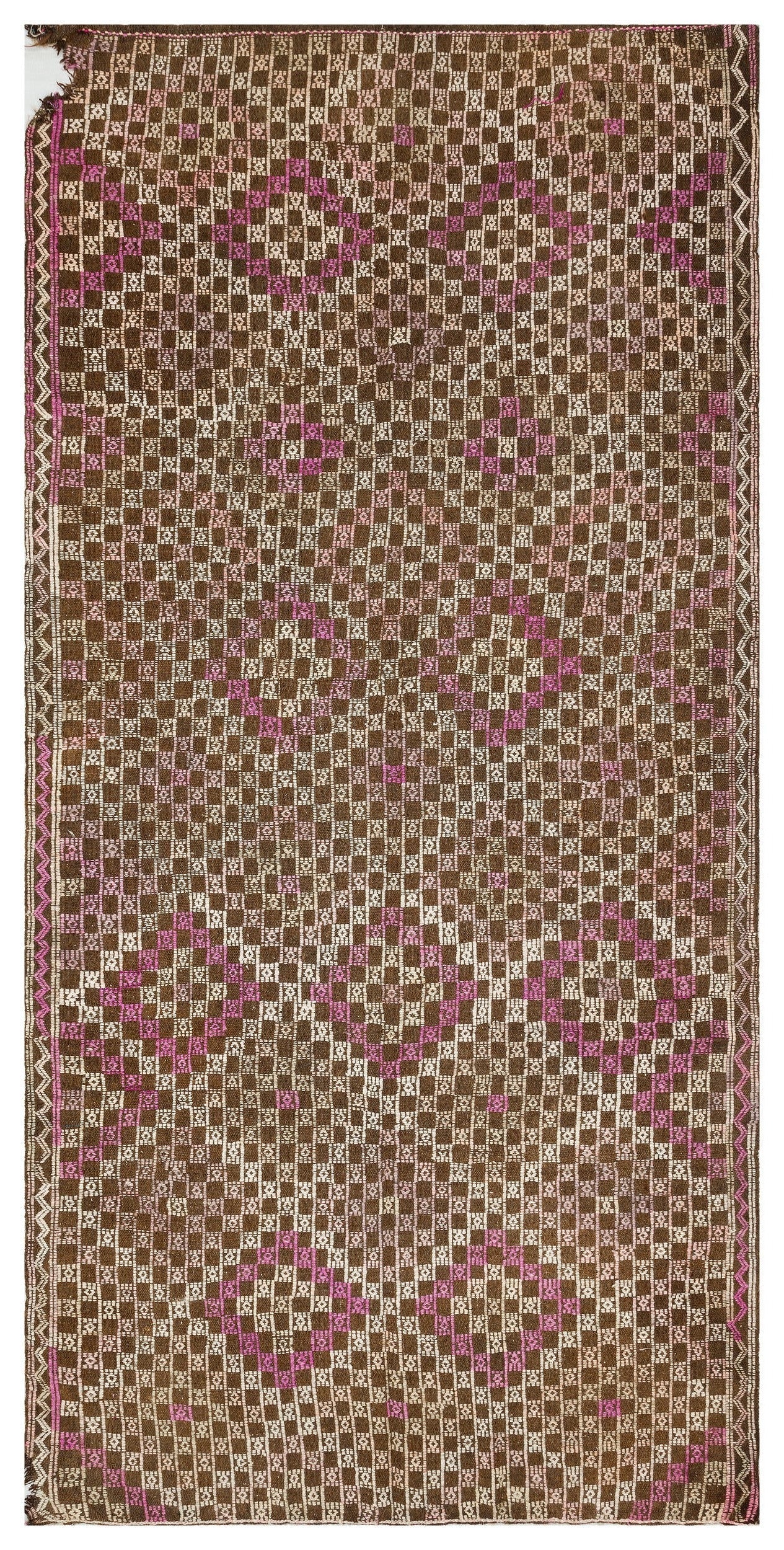 Girit Brown Geometric Wool Handmade Area Rug 5'0" x 10'7"
