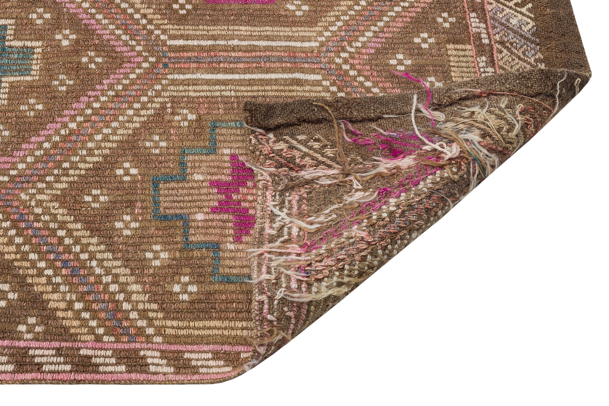 Girit Brown Geometric Wool Handmade Area Rug 6'4" x 8'10"