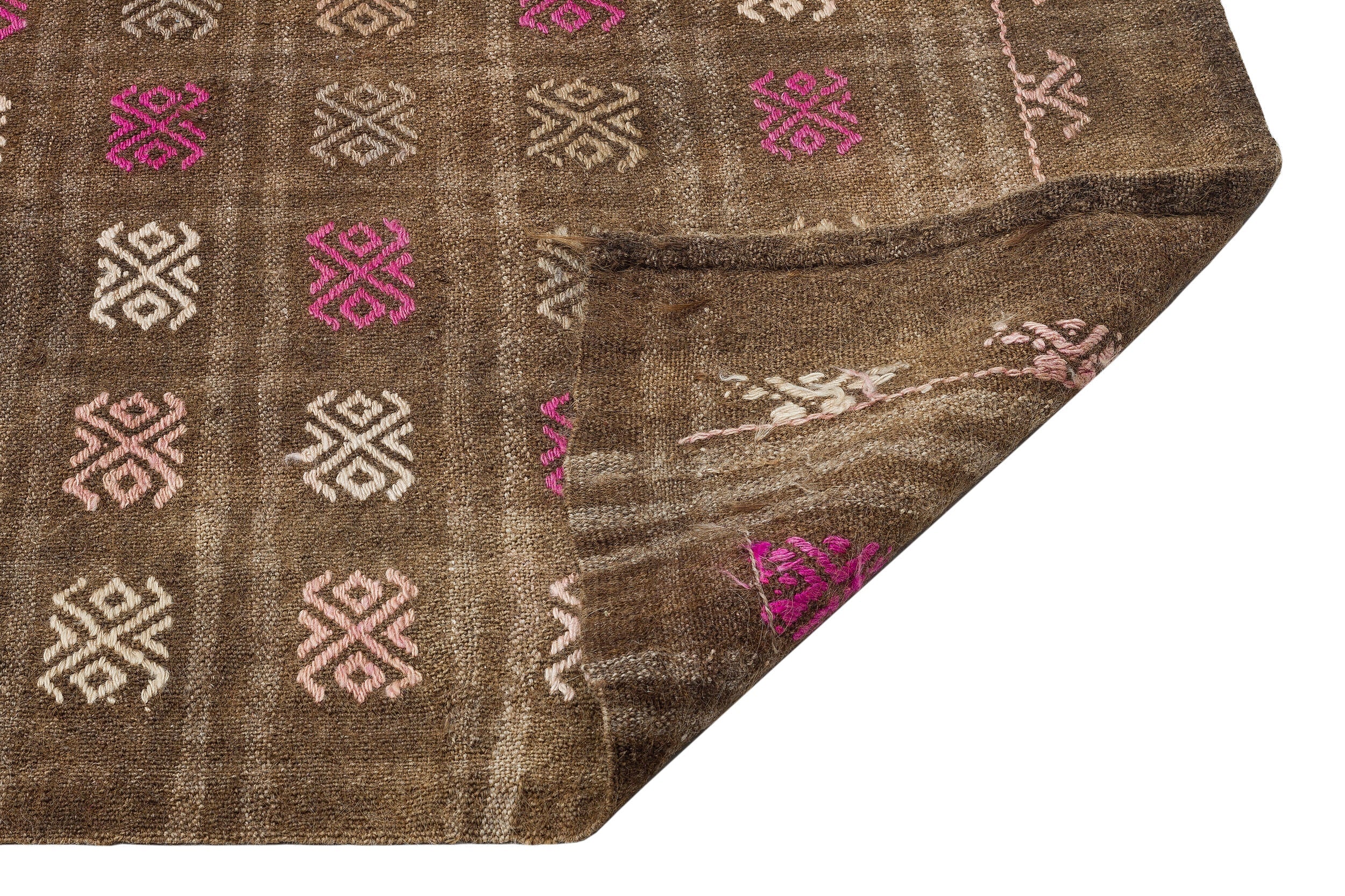 Girit Brown Geometric Wool Handmade Area Rug 5'4" x 9'10"