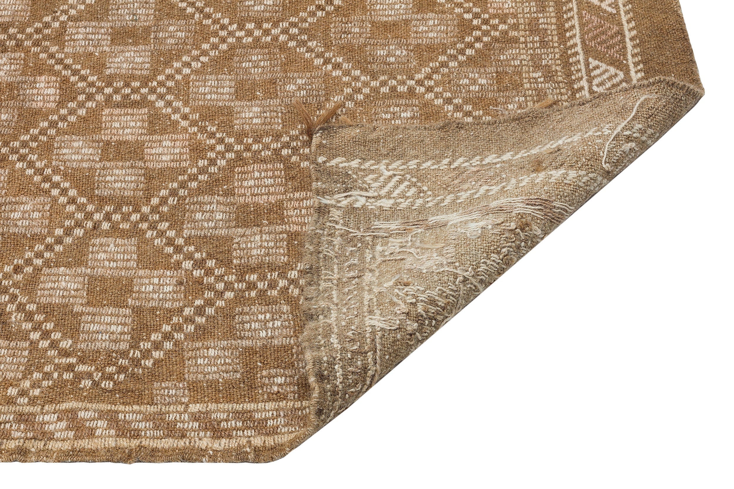 Girit Brown Geometric Wool Handmade Area Rug 5'5" x 9'1"
