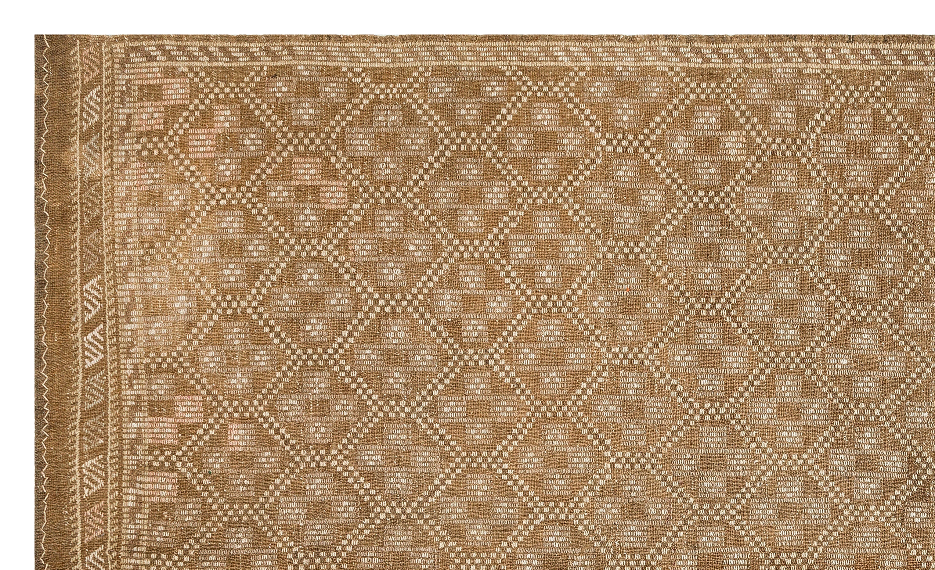 Girit Brown Geometric Wool Handmade Area Rug 5'5" x 9'1"