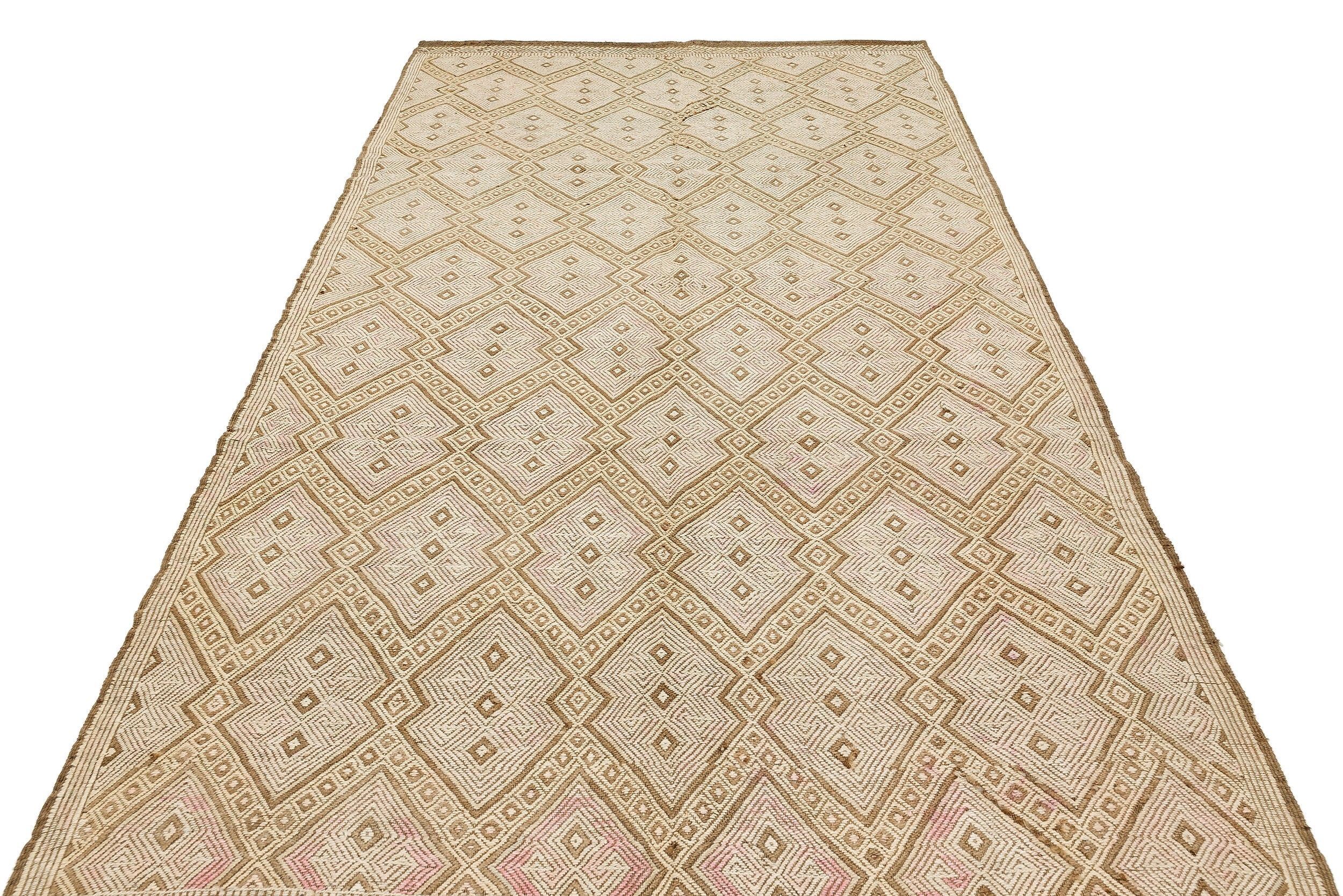 Girit Brown Geometric Wool Handmade Area Rug 5'7" x 9'9"