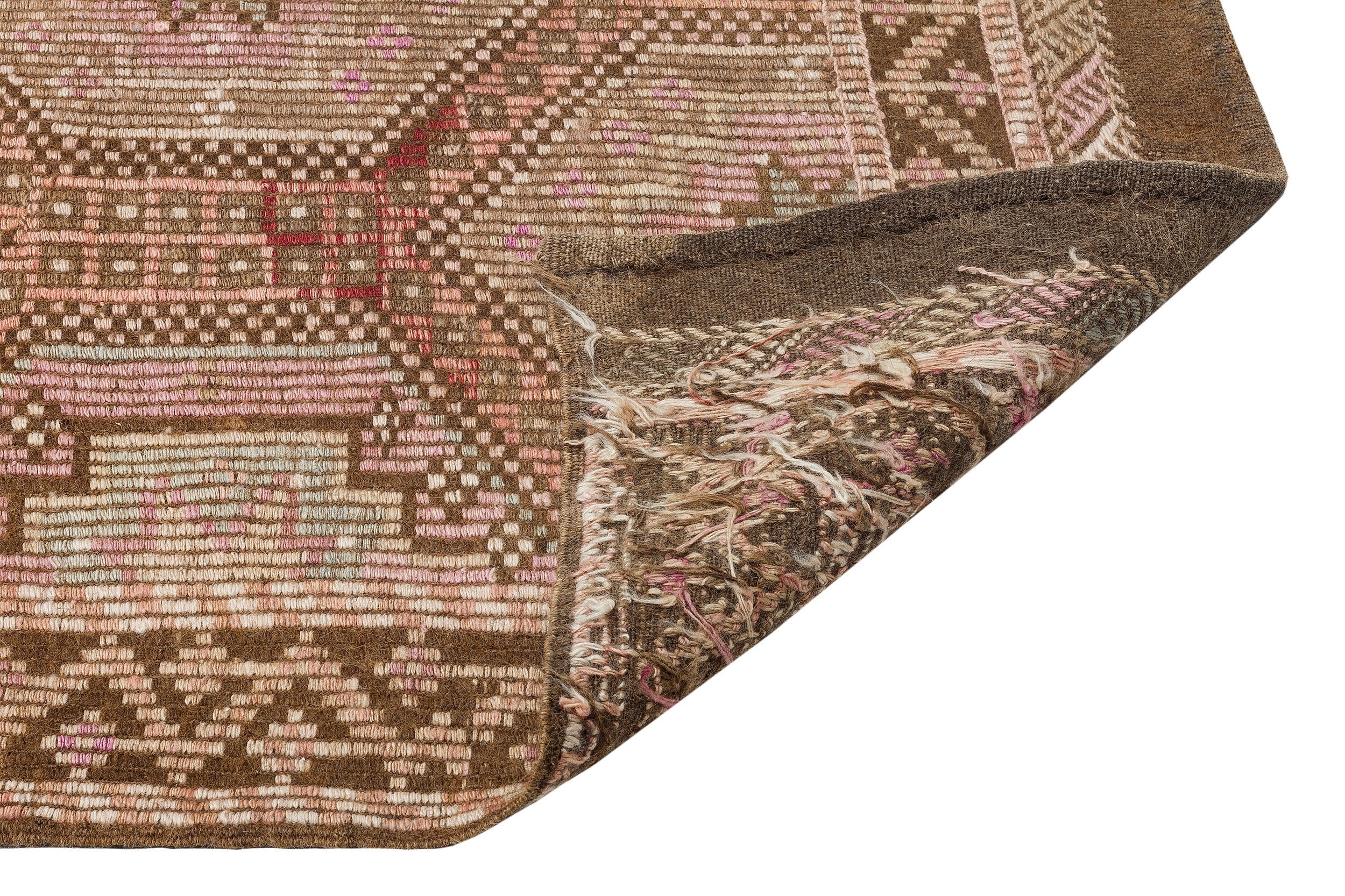 Girit Brown Geometric Wool Handmade Area Rug 6'1" x 9'2"