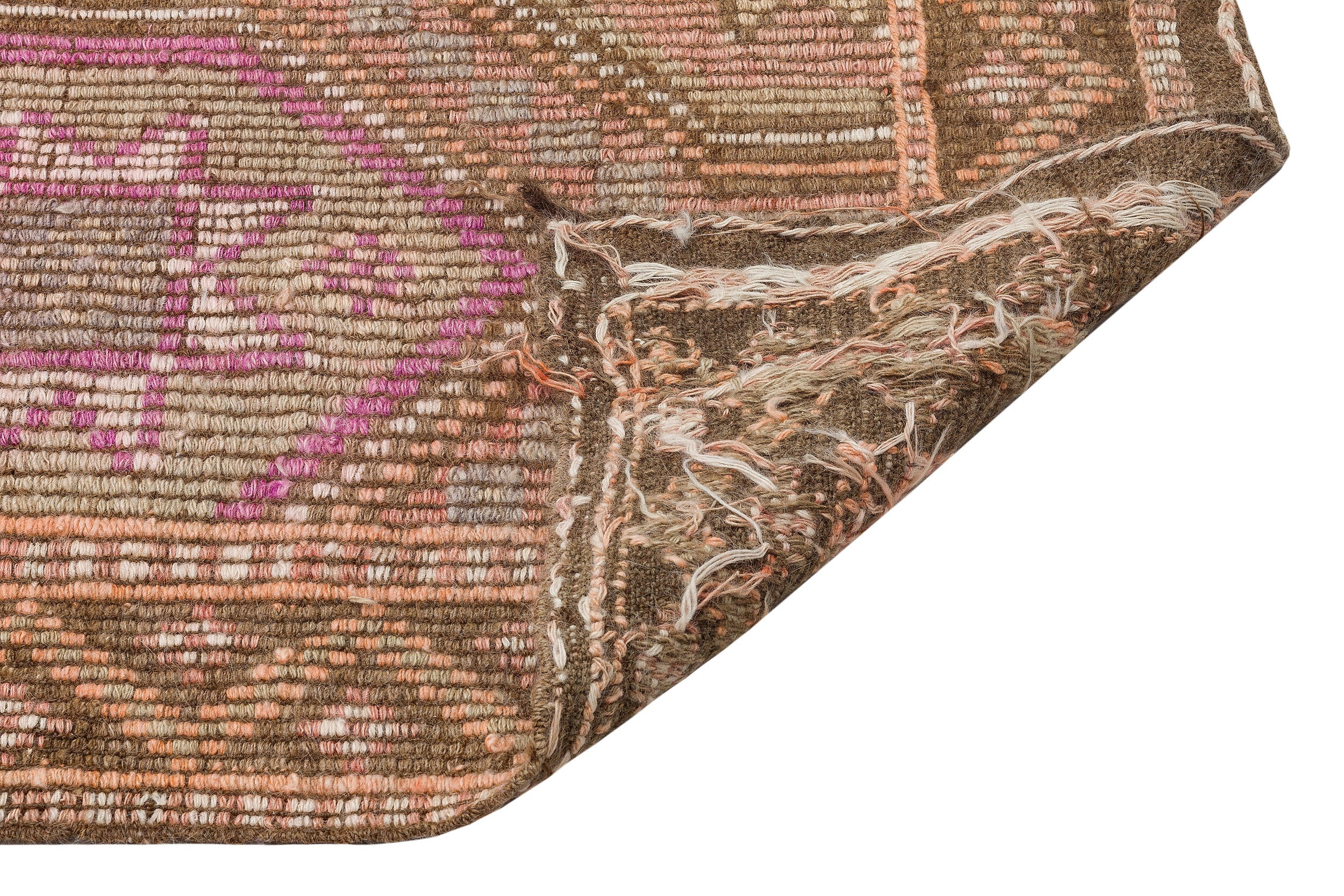 Girit Brown Geometric Wool Handmade Area Rug 4'10" x 11'2"