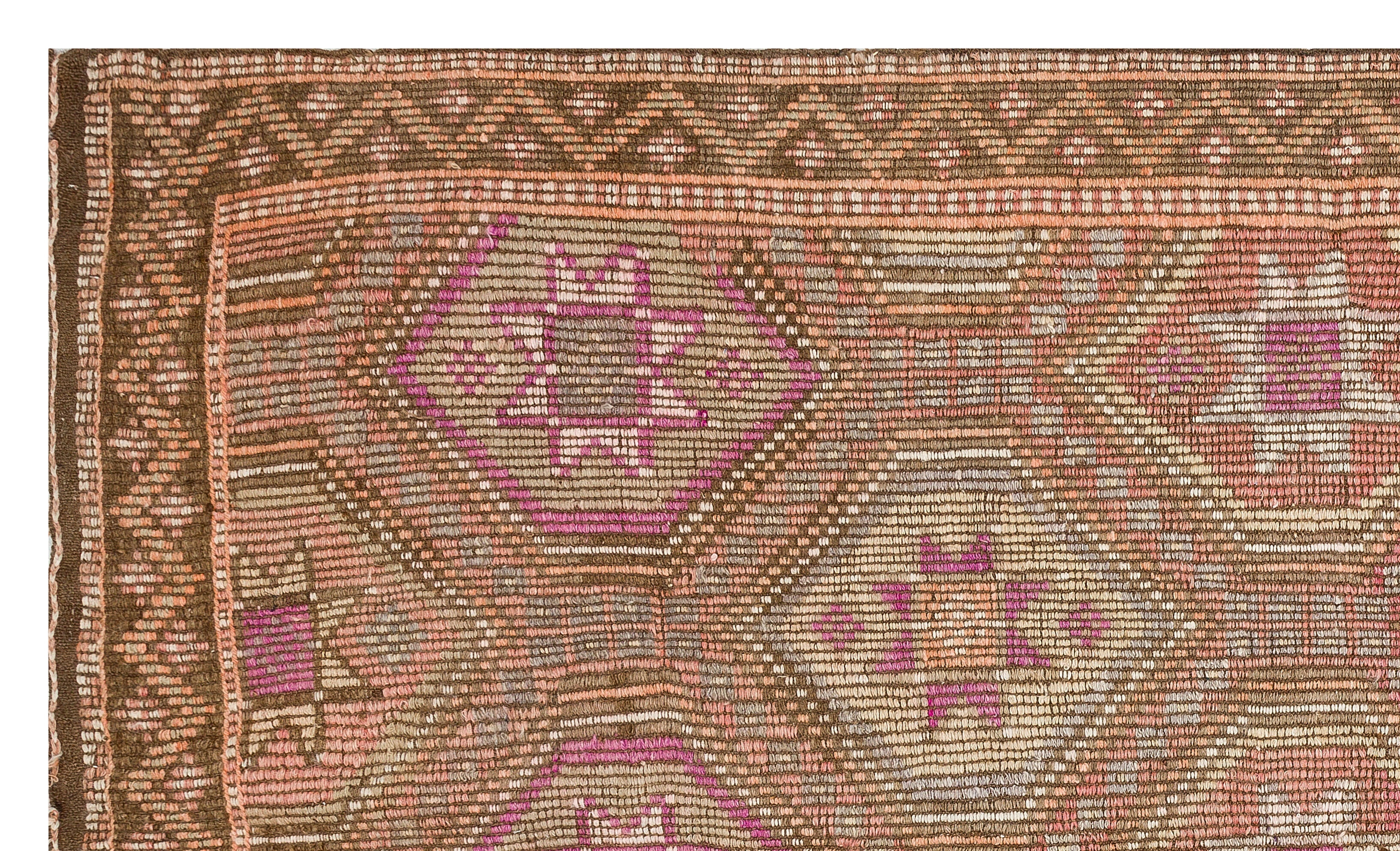Girit Brown Geometric Wool Handmade Area Rug 4'10" x 11'2"