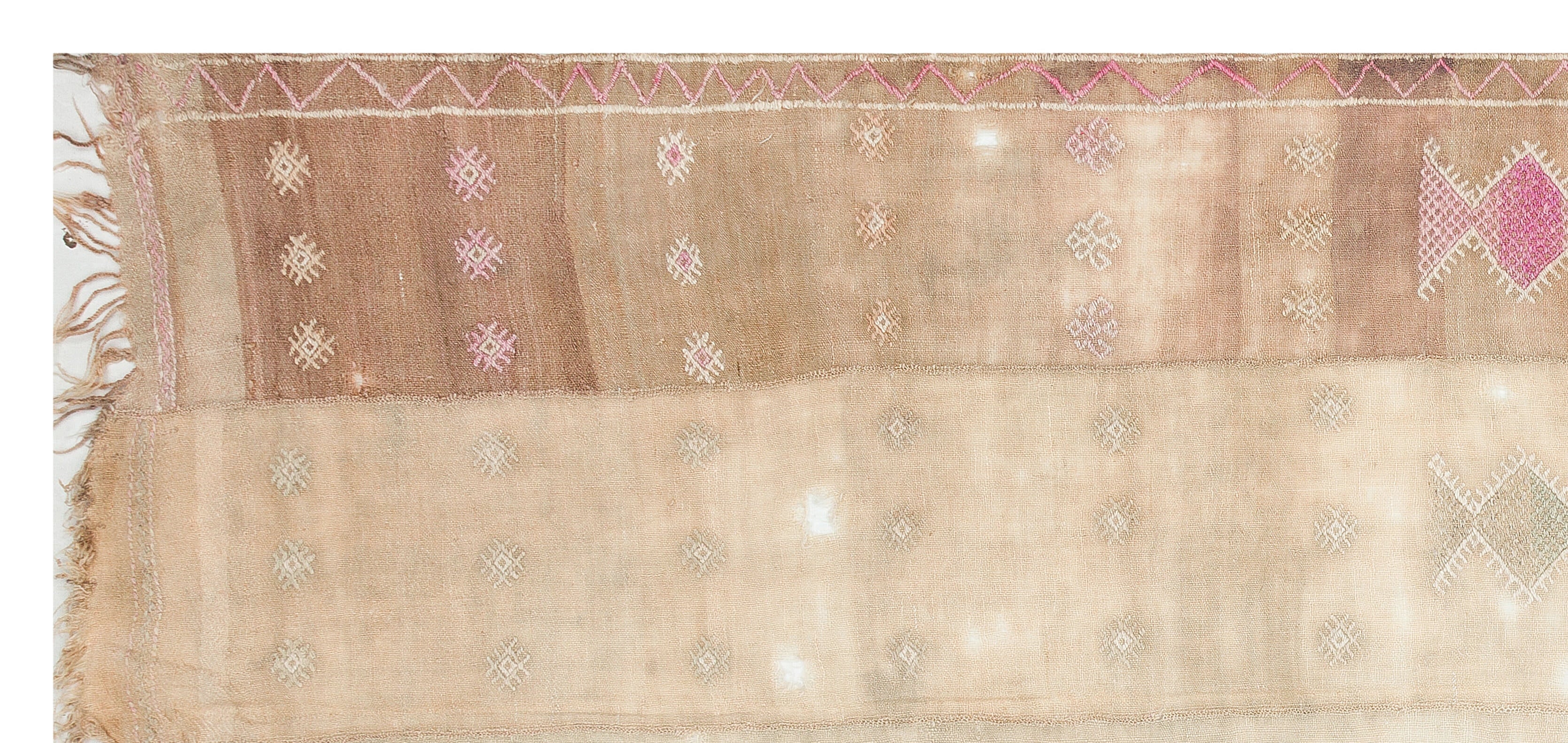 Girit Beige Geometric Wool Handmade Area Rug 4'5" x 9'8"