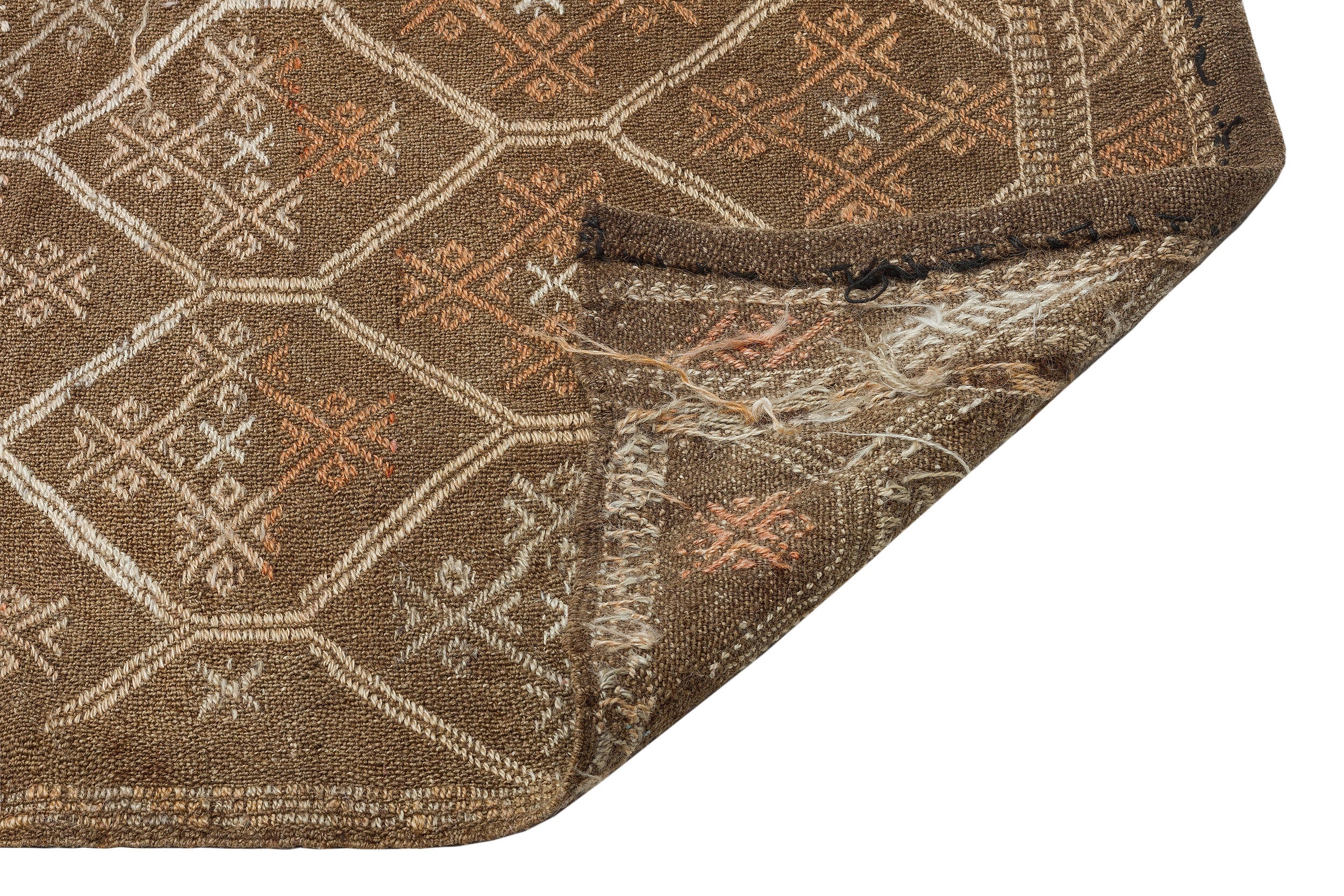 Girit Brown Geometric Wool Handmade Area Rug 6'0" x 10'11"