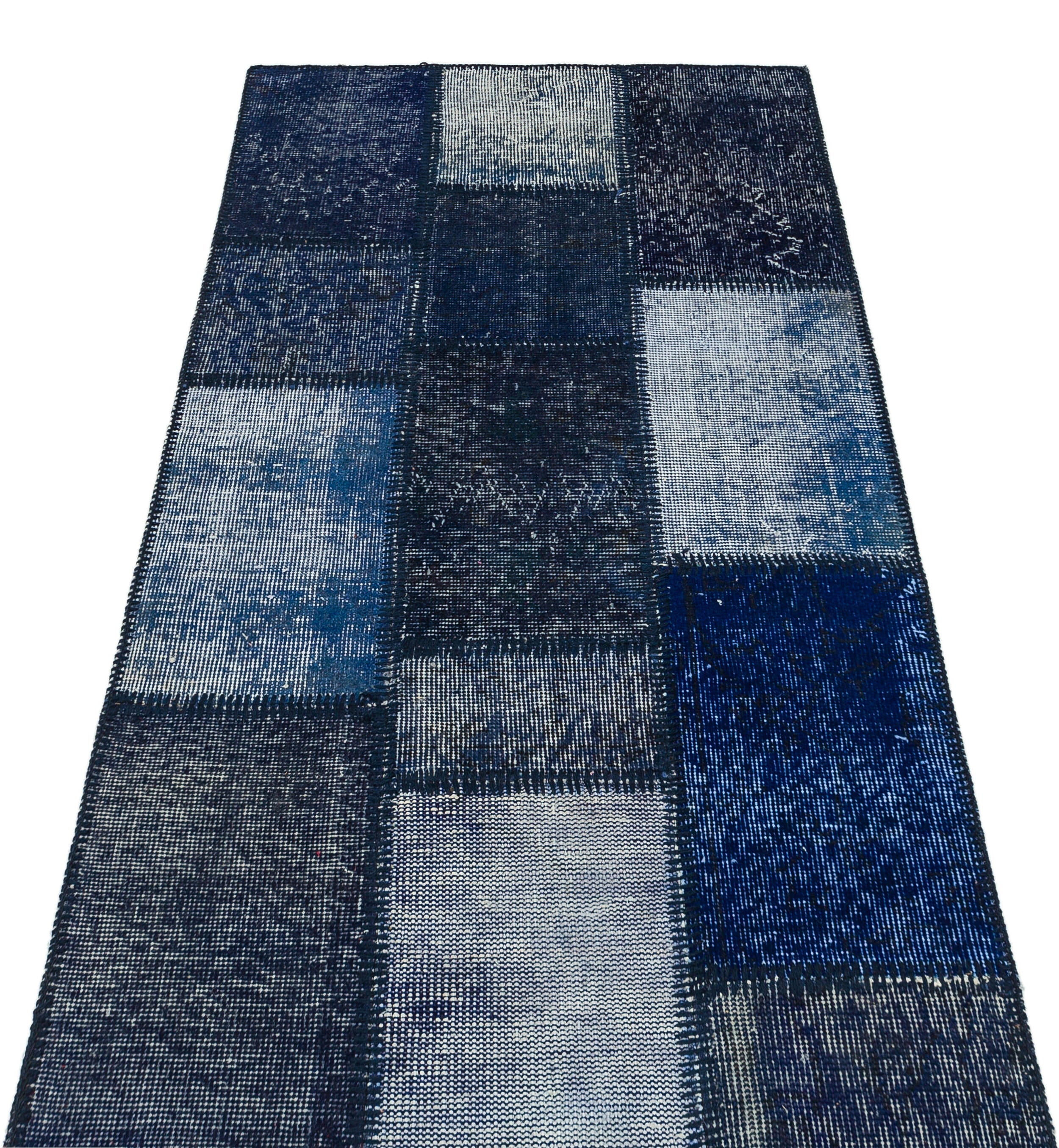 Iskece Blue Vintage Wool Handmade Area Rug 2'7" x 4'10"