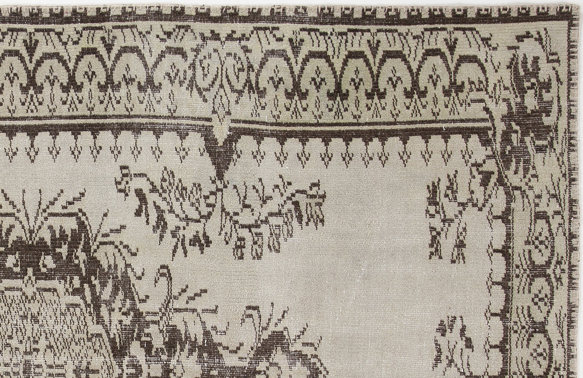 Atina Beige Vintage Wool Handmade Area Rug 5'1" x 8'1"