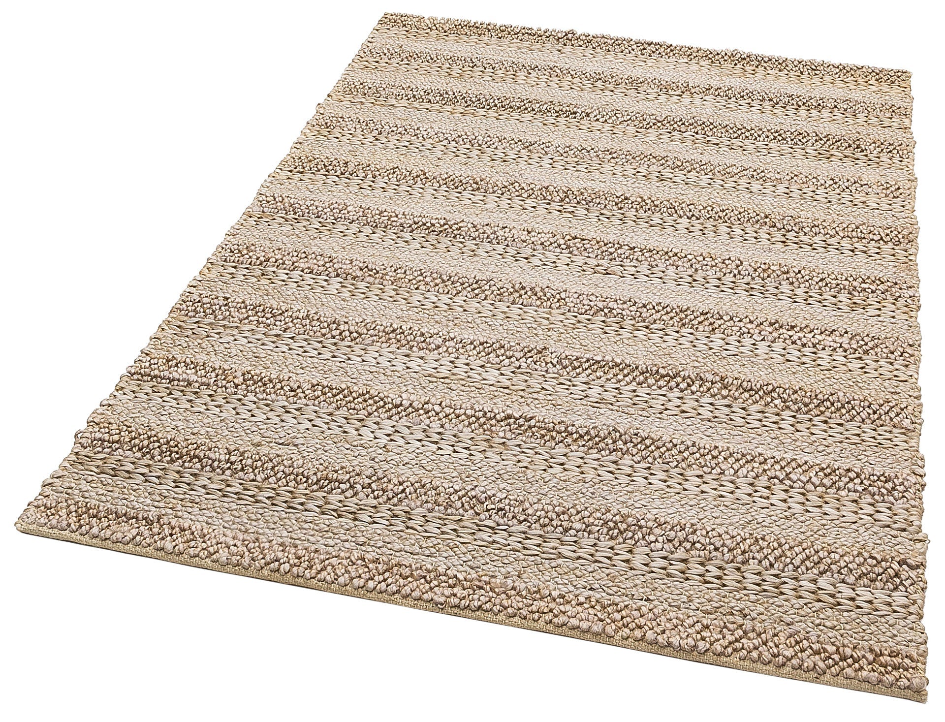 Handmade Jute Rug – Grey Striped Natural Fiber Carpet | Durable Flatweave Mat