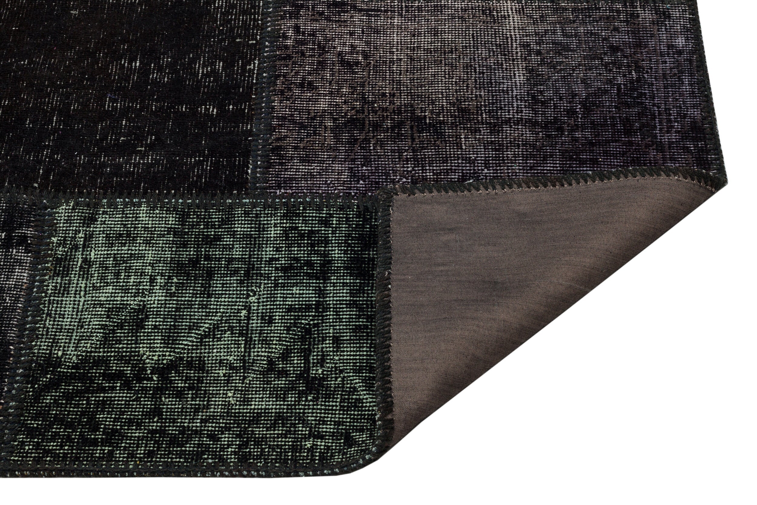 Iskece Black Vintage Wool Handmade Area Rug 3'3" x 9'10"