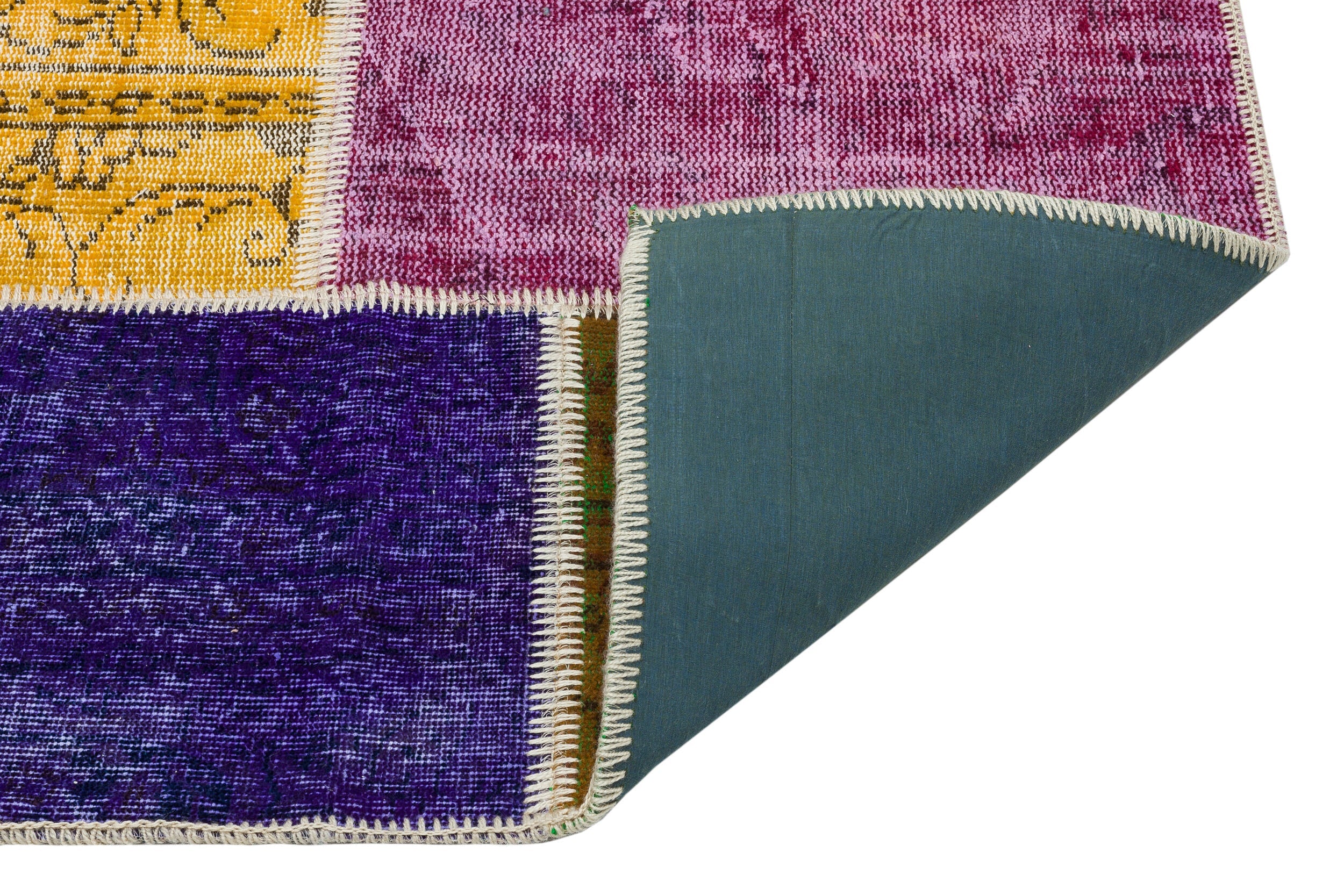 Iskece 36915 Beige Patchwork Wool Handmade Area Rug 5'3" x 7'6"