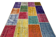 Iskece 36915 Beige Patchwork Wool Handmade Area Rug 5'3" x 7'6"