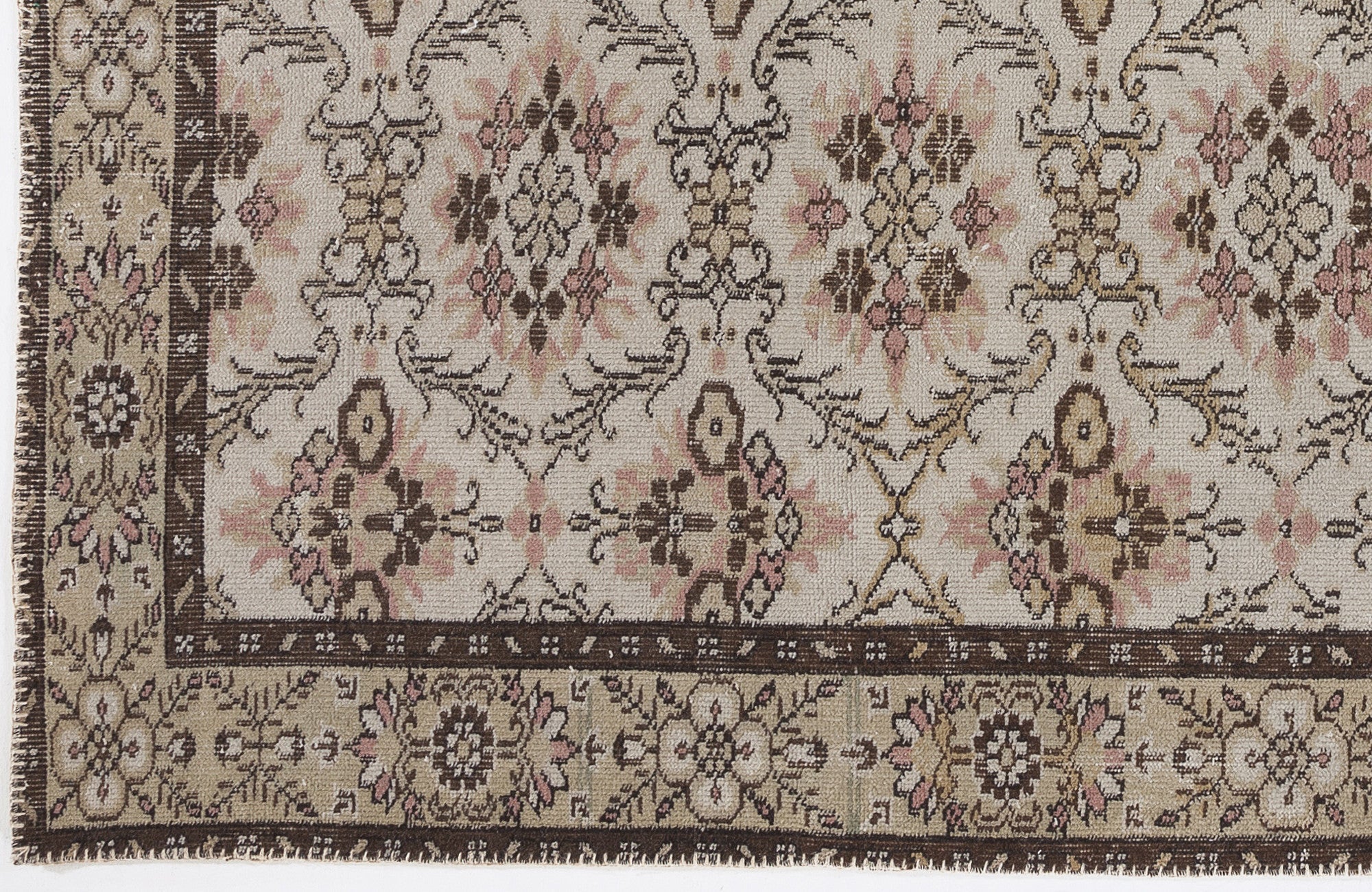Atina Beige Vintage Wool Handmade Area Rug 5'10" x 8'10"