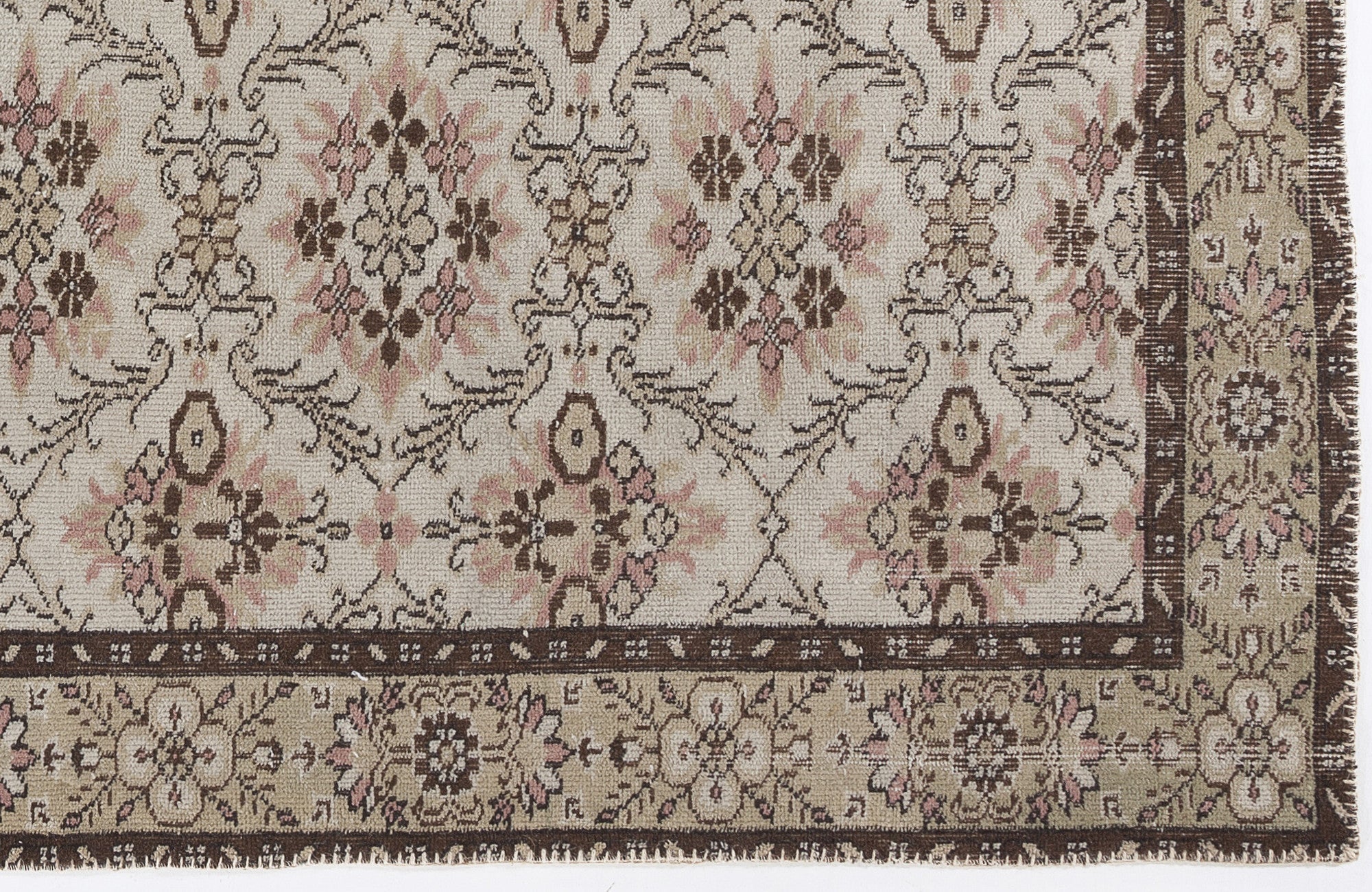 Atina Beige Vintage Wool Handmade Area Rug 5'10" x 8'10"