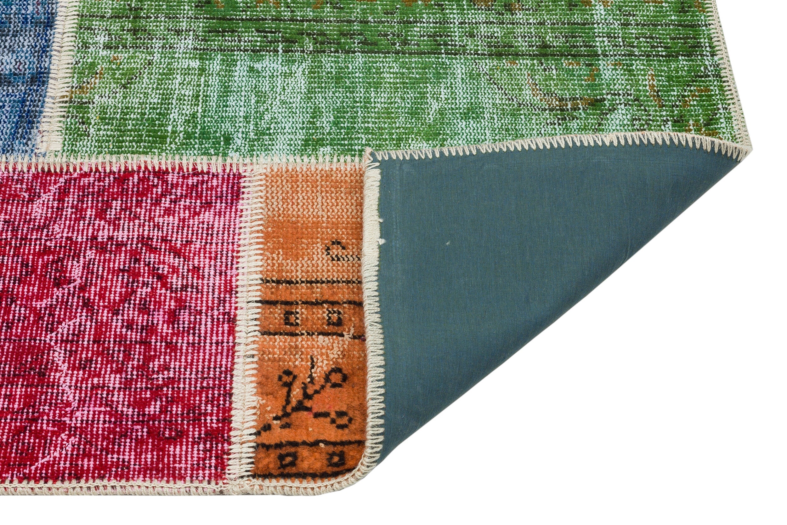 Iskece Beige Patchwork Wool Handmade Area Rug 5'3" x 7'5"