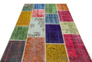 Iskece Beige Patchwork Wool Handmade Area Rug 5'3" x 7'5"