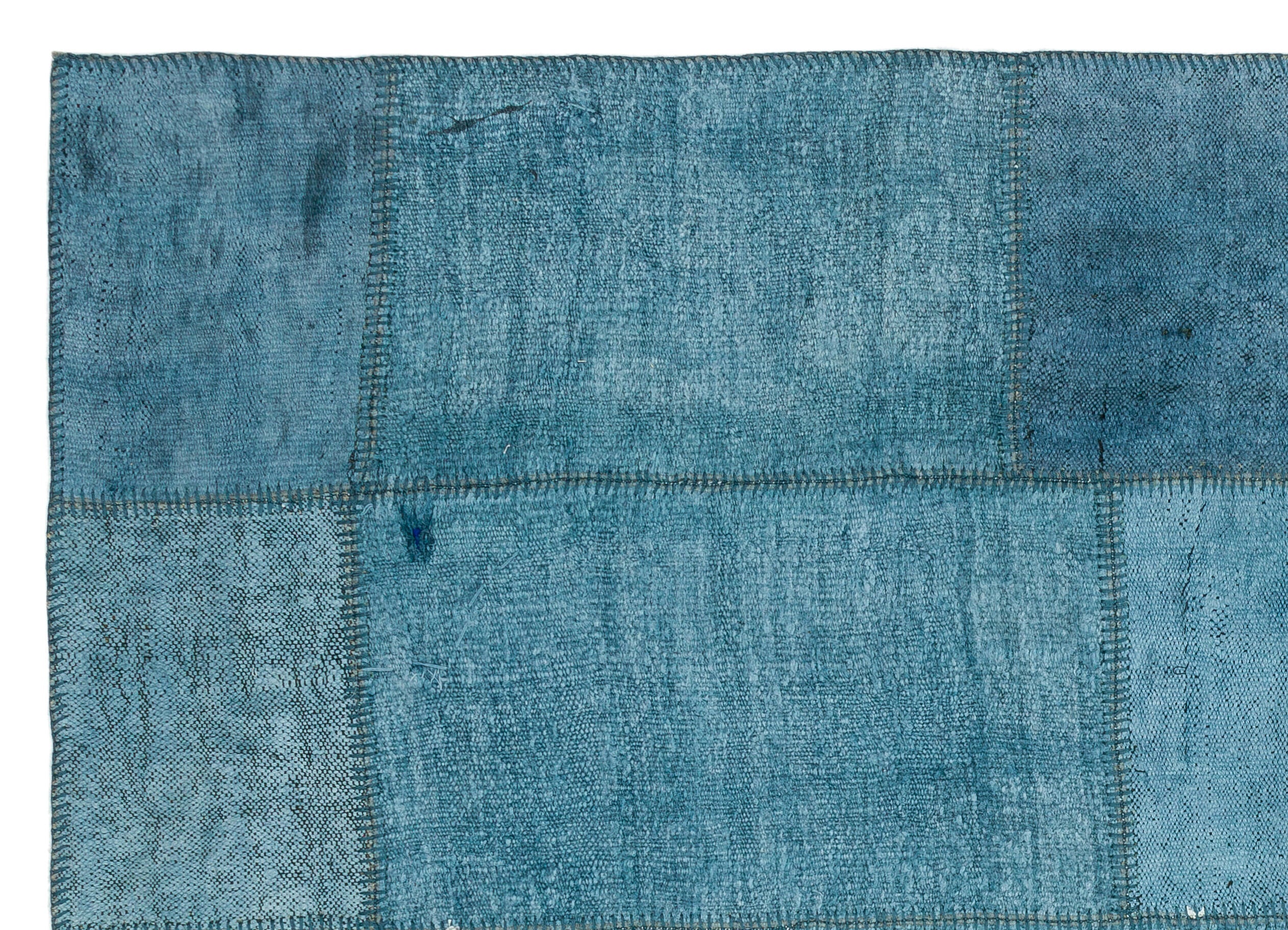 Teselya 36927 Blue Patchwork Wool Handmade Area Rug 5'2" x 7'4"