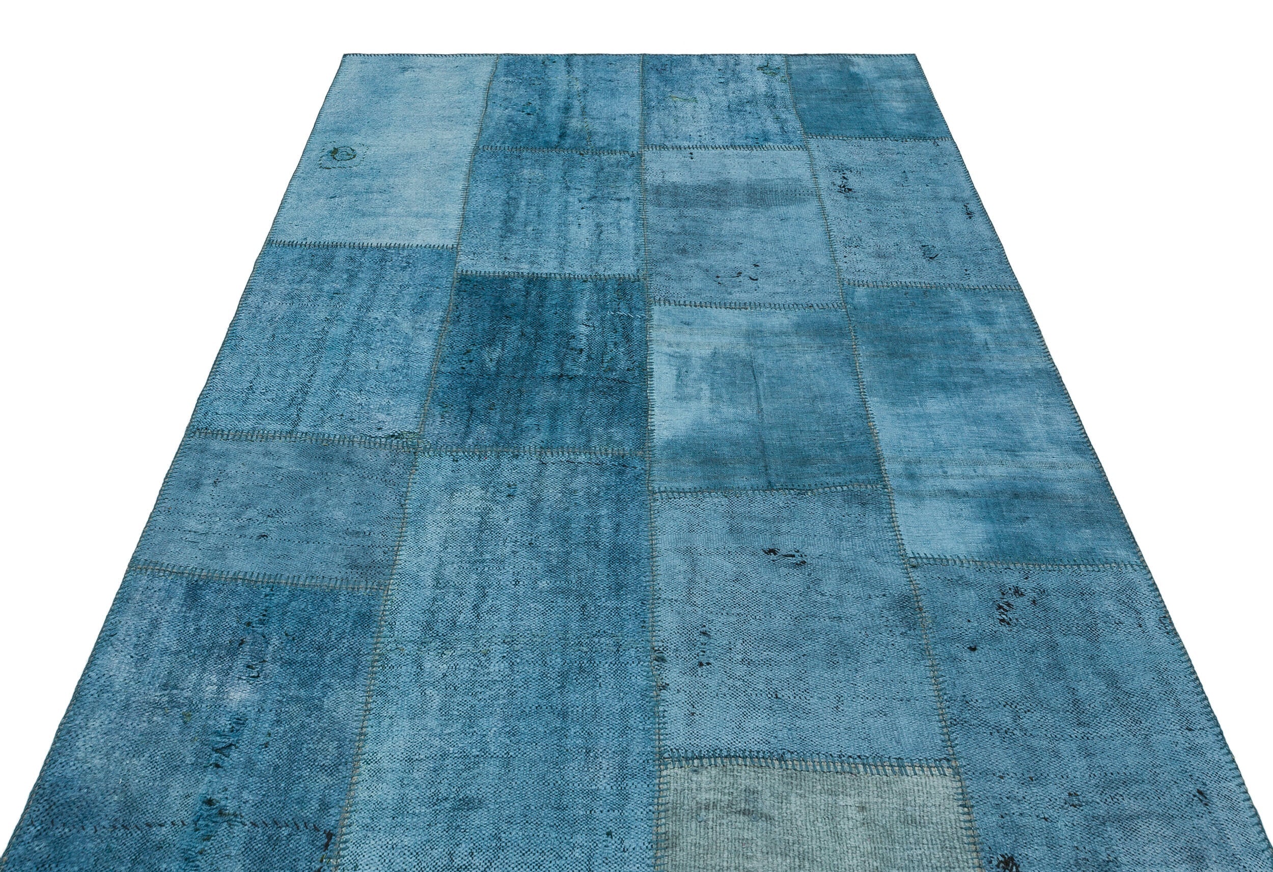 Teselya Purple Patchwork Wool Handmade Area Rug 5'1" x 7'5"