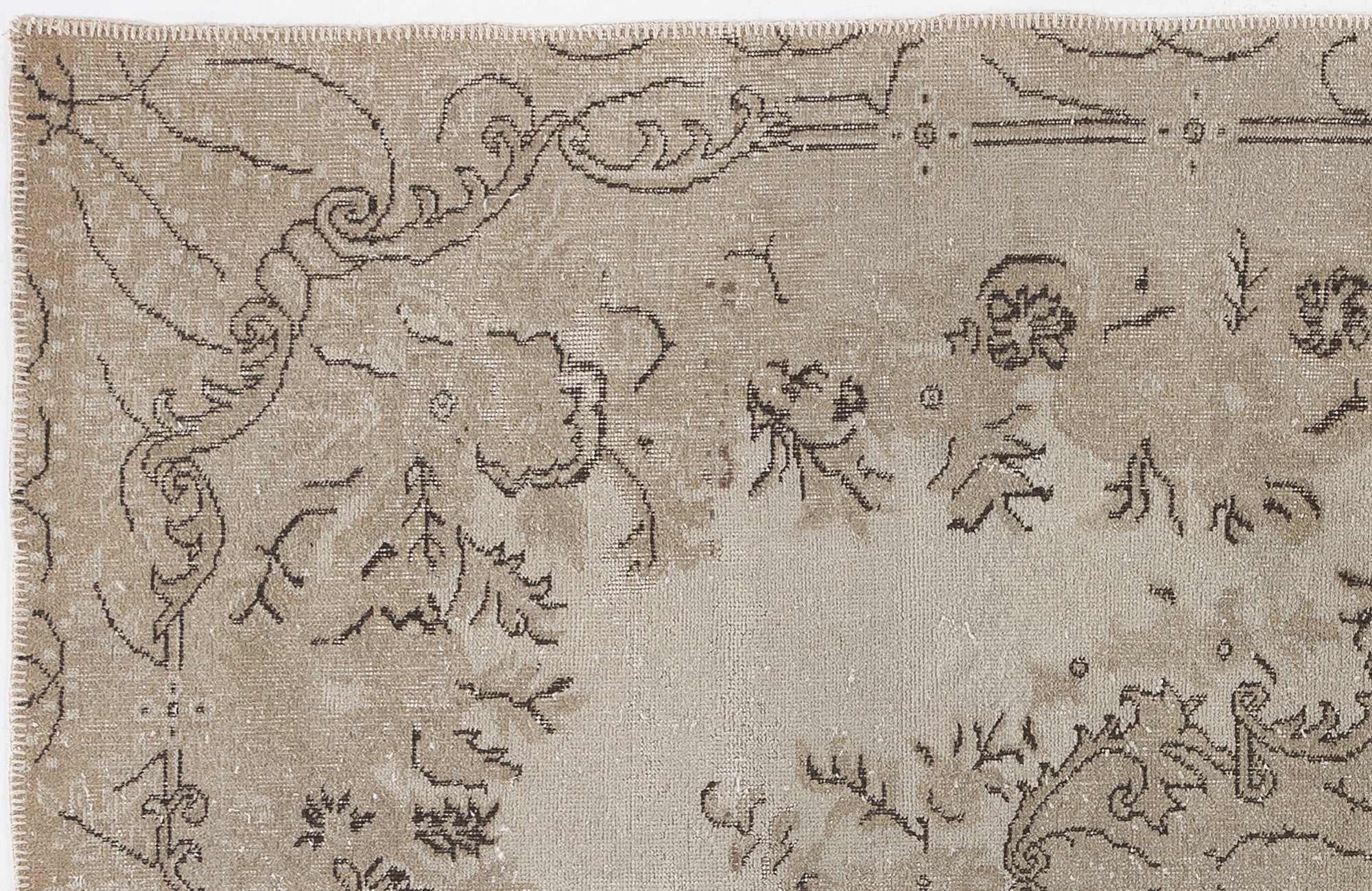 Atina Beige Vintage Wool Handmade Area Rug 5'4" x 9'5"