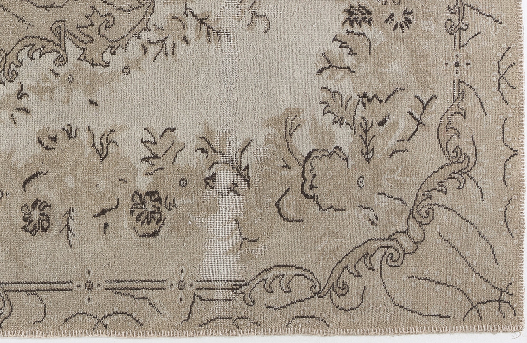 Atina Beige Vintage Wool Handmade Area Rug 5'4" x 9'5"